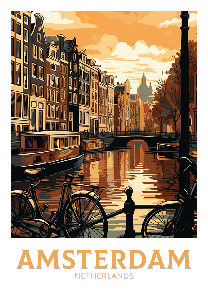 Europe AMSTERDAM TRAVEL ART - NETHERLAND ARTWORK