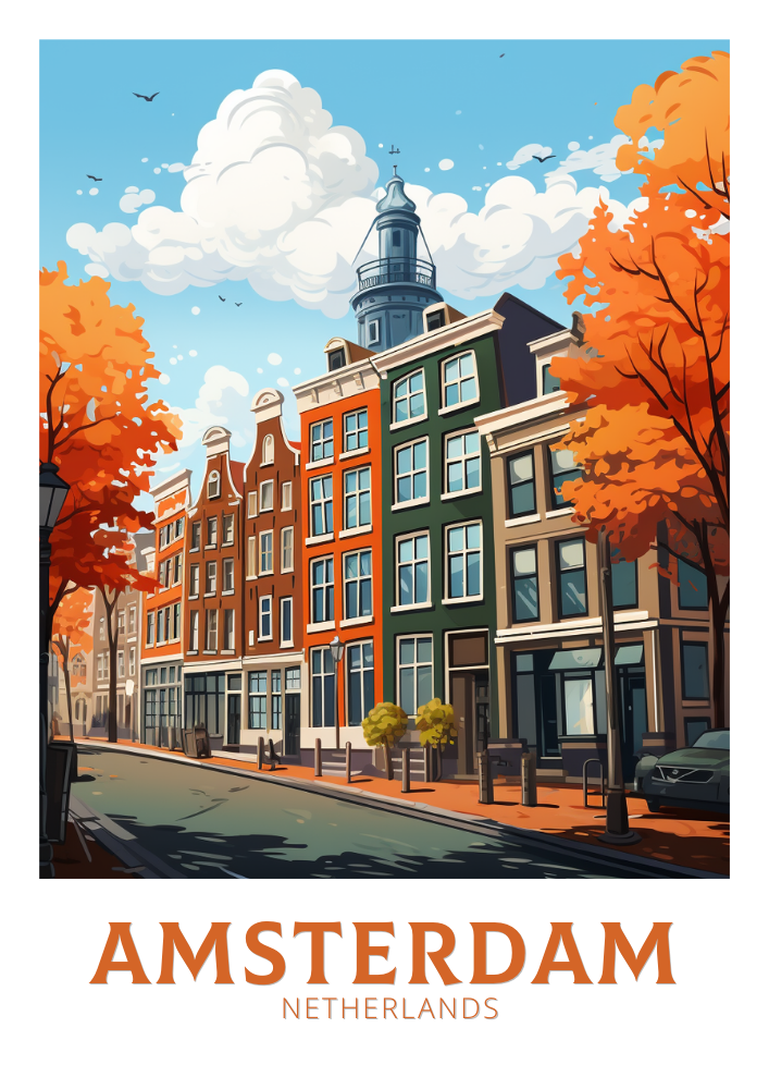 Europe AMSTERDAM ARTWORK - NETHERLAND TRAVEL POSTER