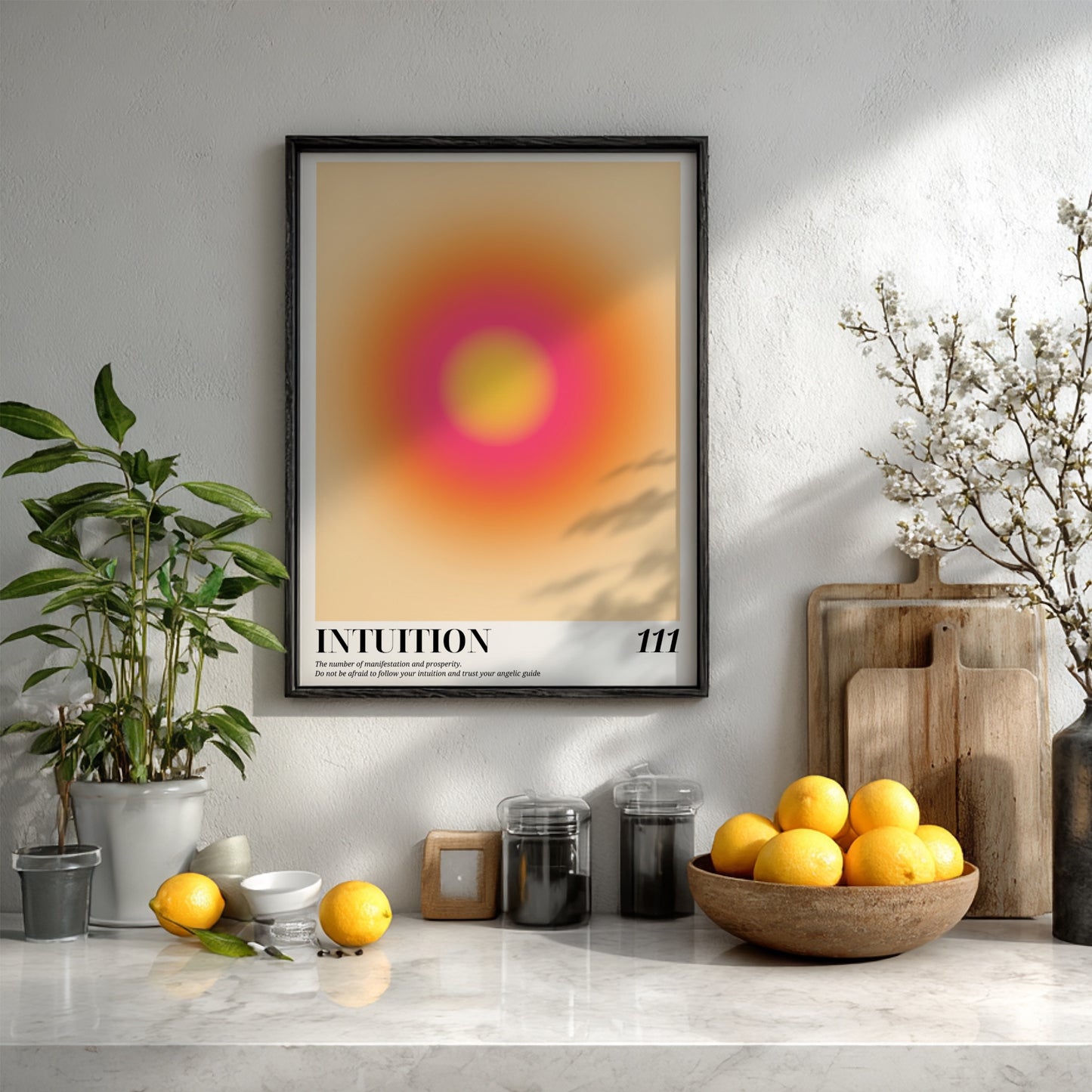 The Manifestation Portal Modern Art - Angel Number 111 Yellow Aura Print