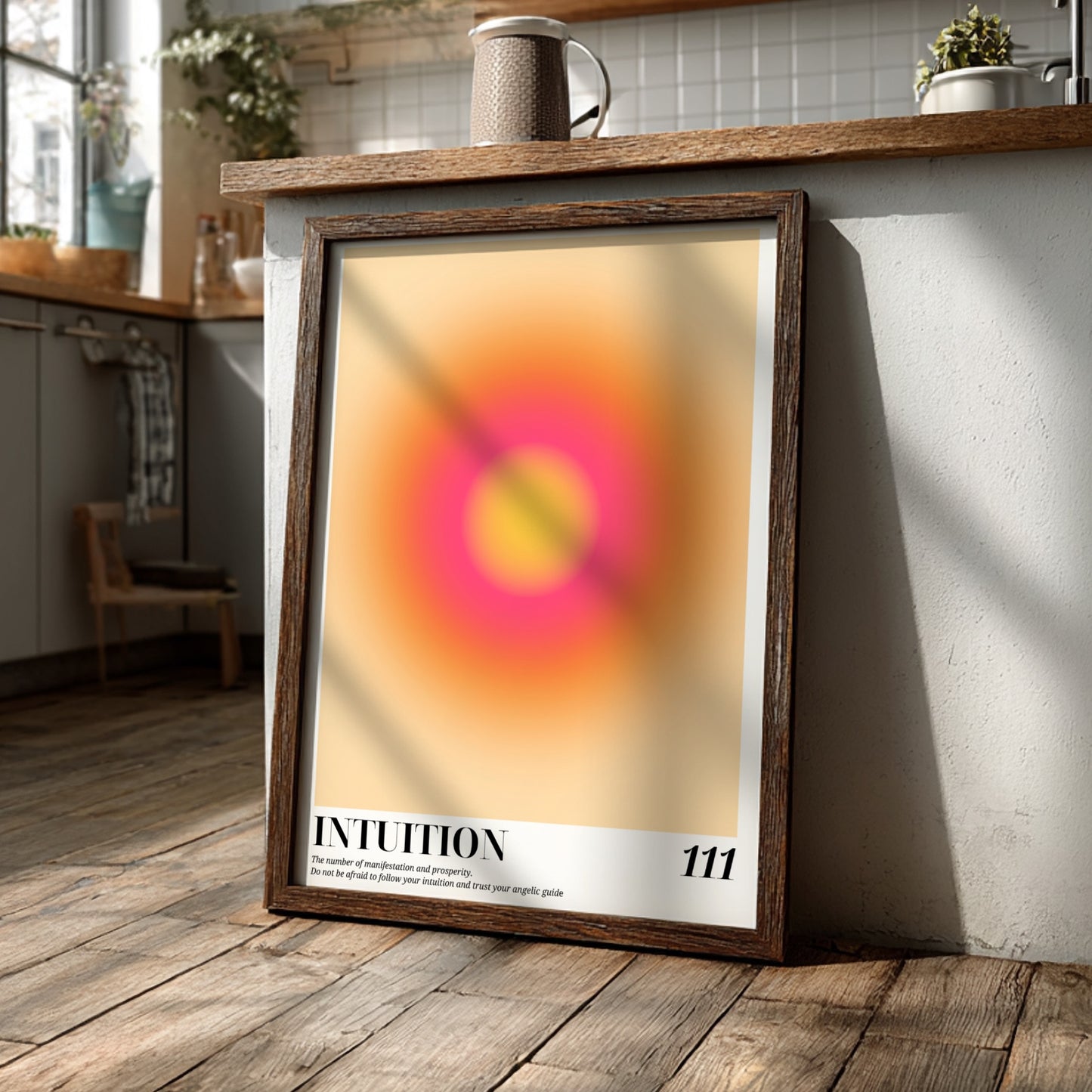 The Manifestation Portal Modern Art - Angel Number 111 Yellow Aura Print