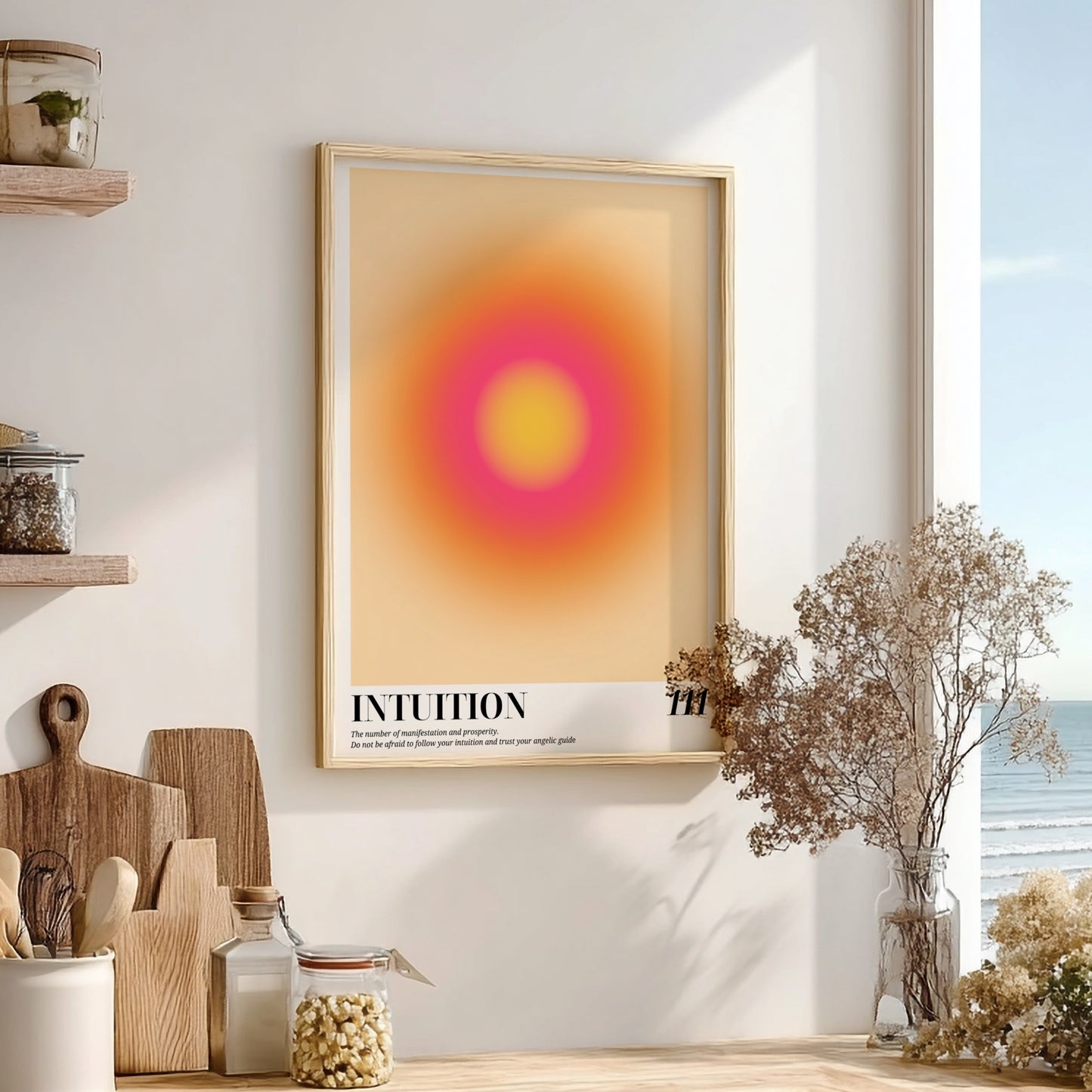 The Manifestation Portal Modern Art - Angel Number 111 Yellow Aura Print