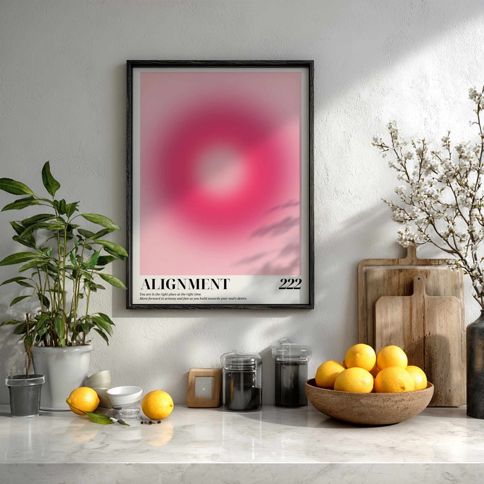 The Divine Balance Modern Art - Angel Number 222 Pink Aura Print