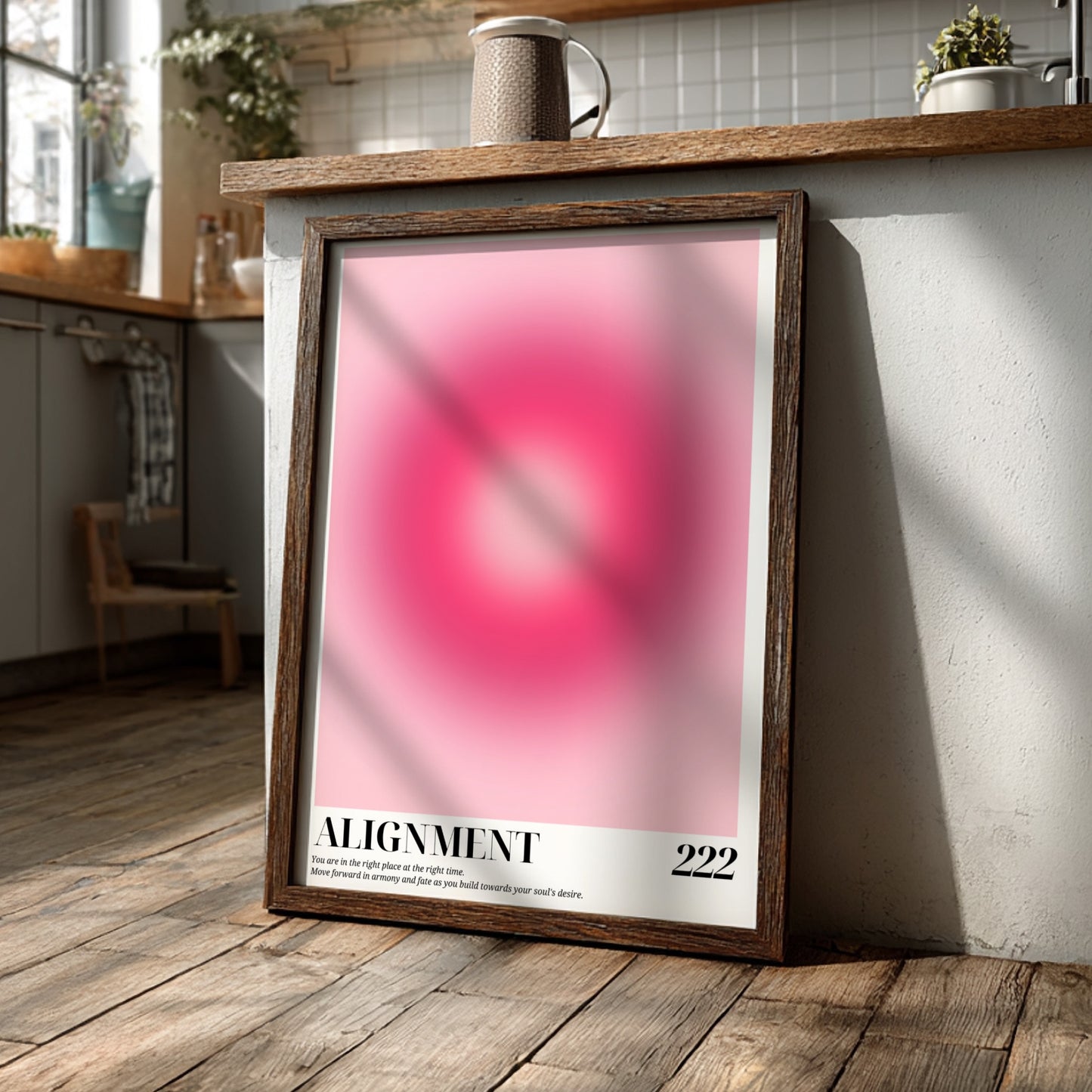 The Divine Balance Modern Art - Angel Number 222 Pink Aura Print