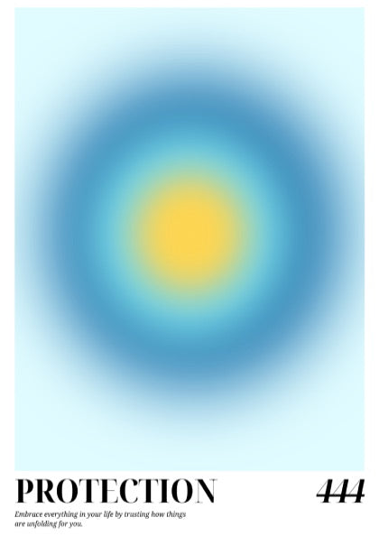 The Divine Guardian Modern Art - Angel Number 444 Blue Aura Print