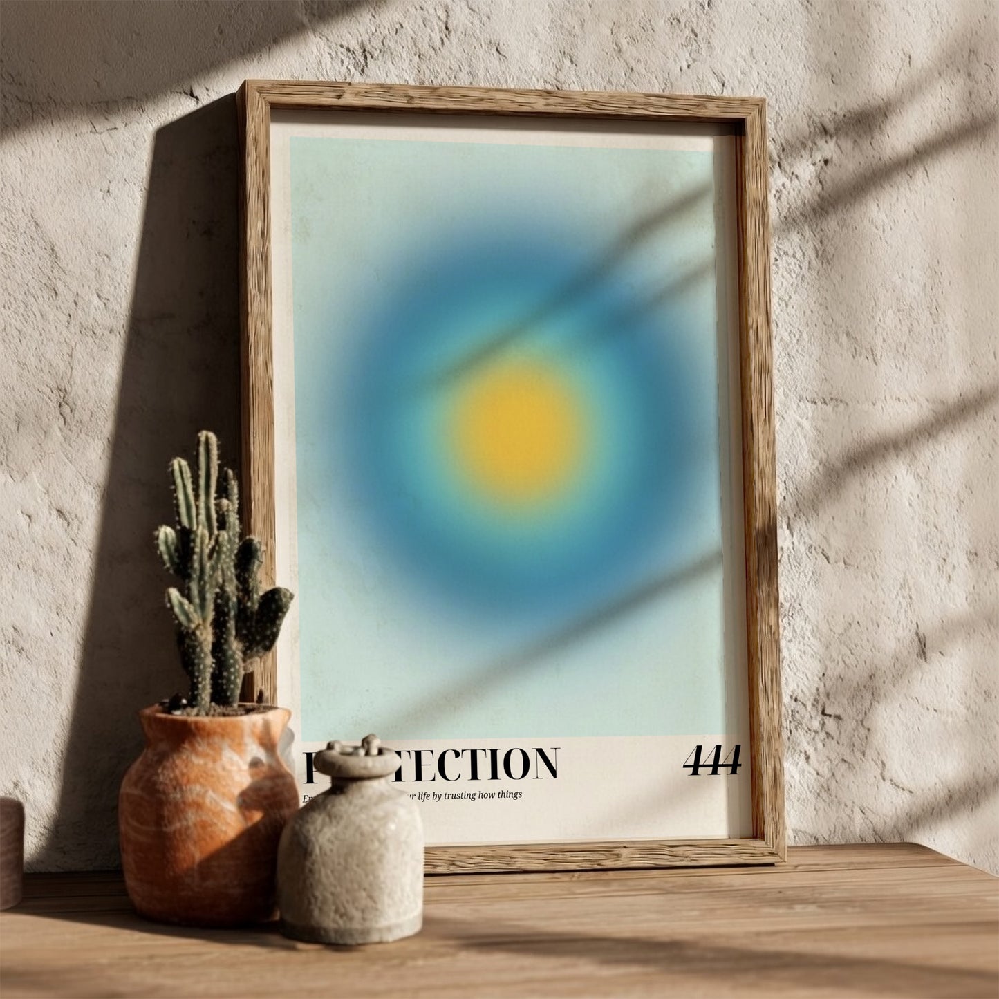 The Divine Guardian Modern Art - Angel Number 444 Blue Aura Print