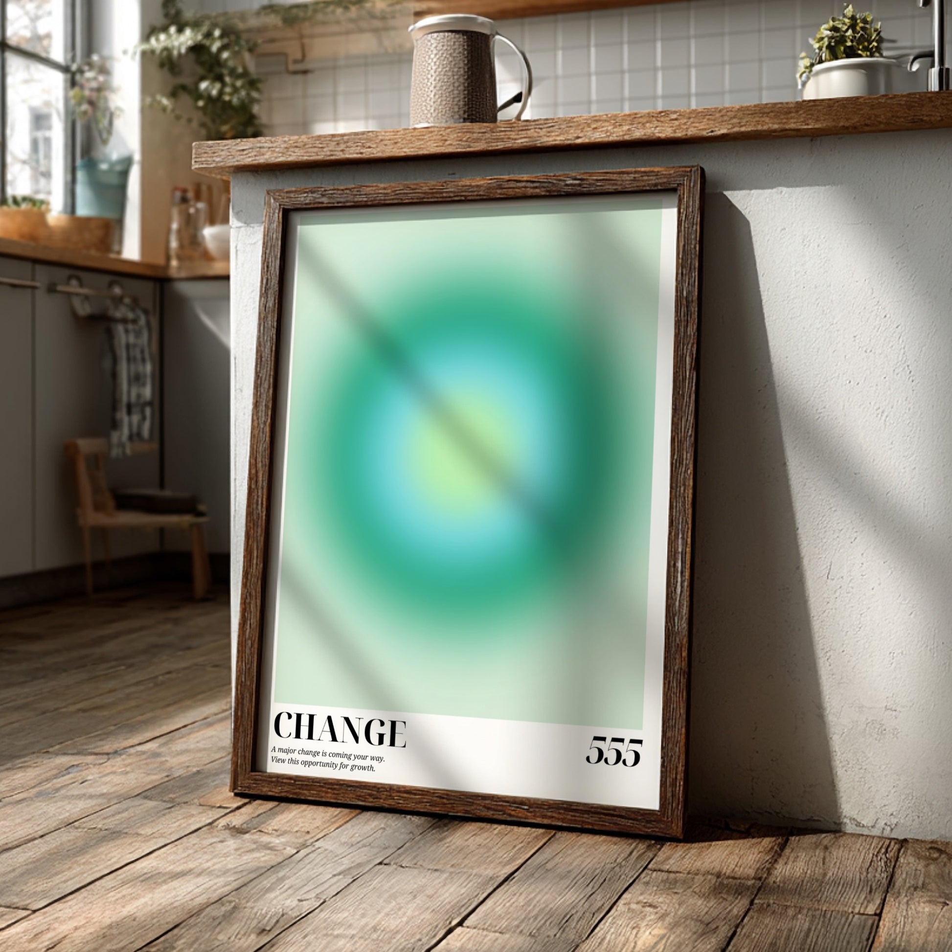 The Manifestation Shift Modern Art - Angel Number 555 Green Aura Print
