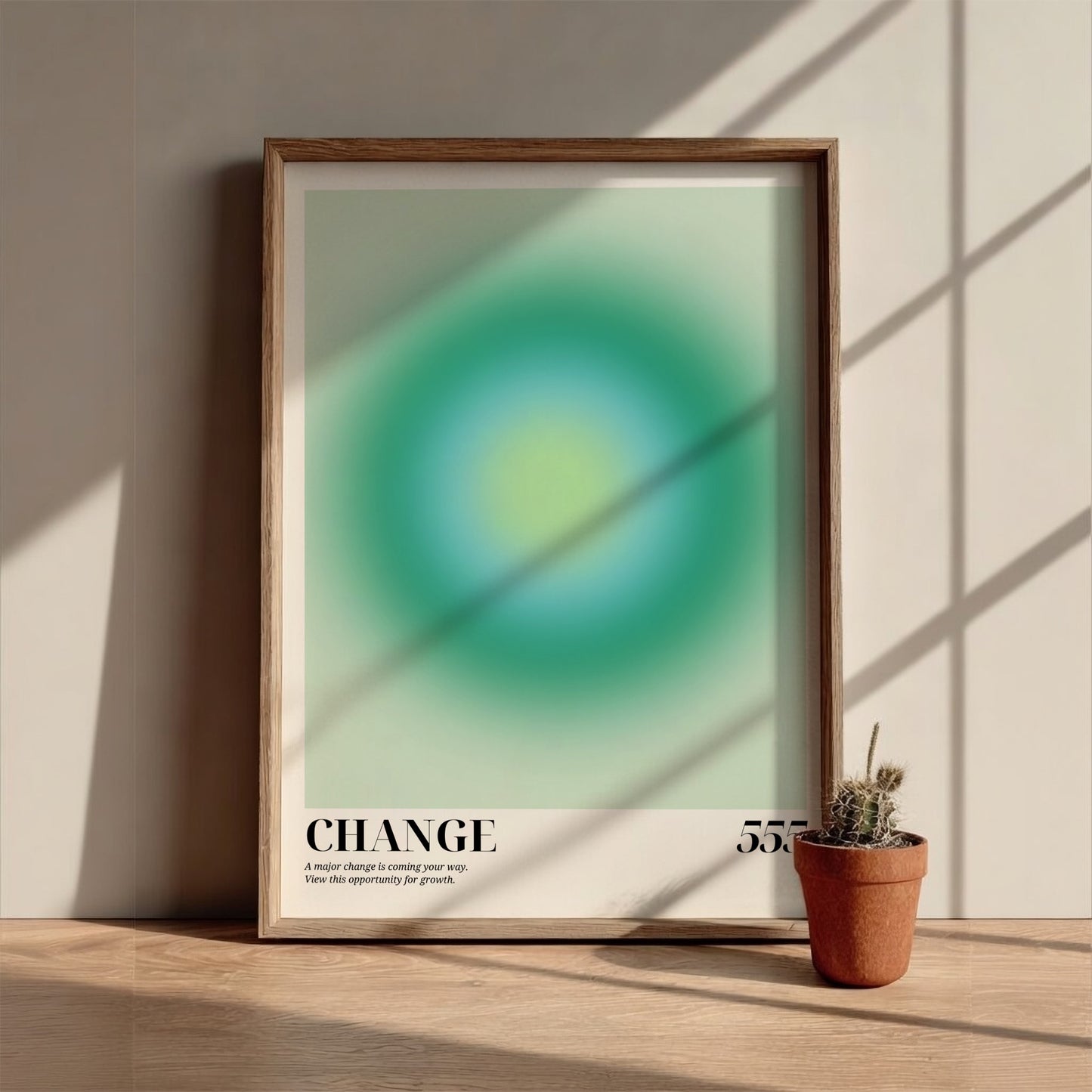 The Manifestation Shift Modern Art - Angel Number 555 Green Aura Print