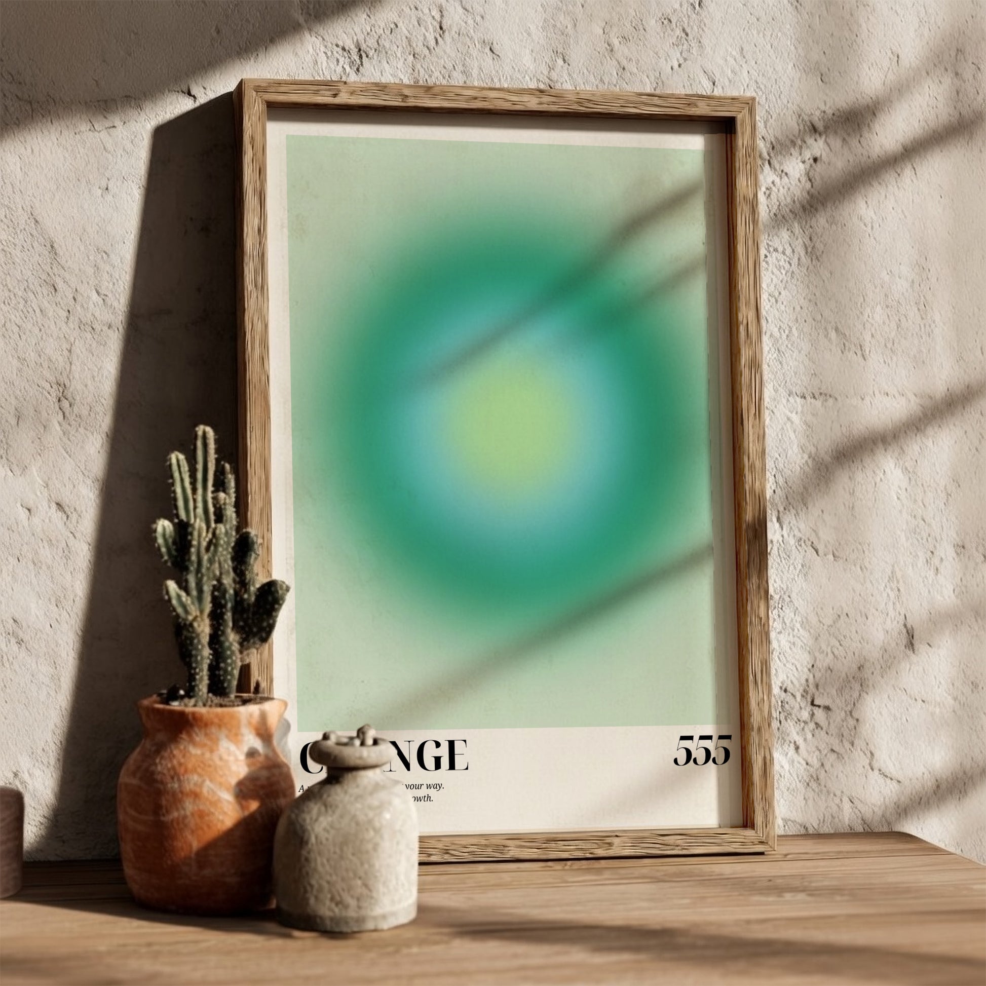 The Manifestation Shift Modern Art - Angel Number 555 Green Aura Print