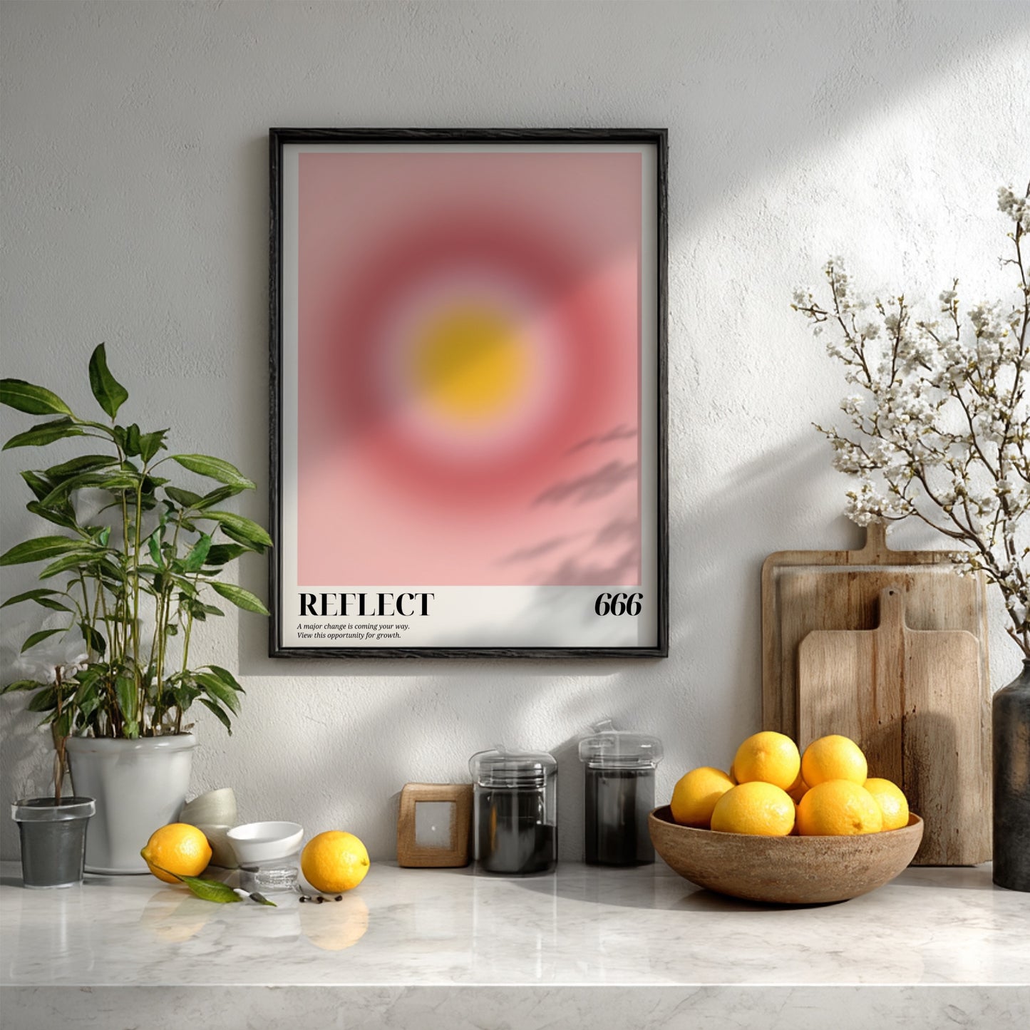 The Inner Reflection Modern Art - Angel Number 666 Pink Aura Print