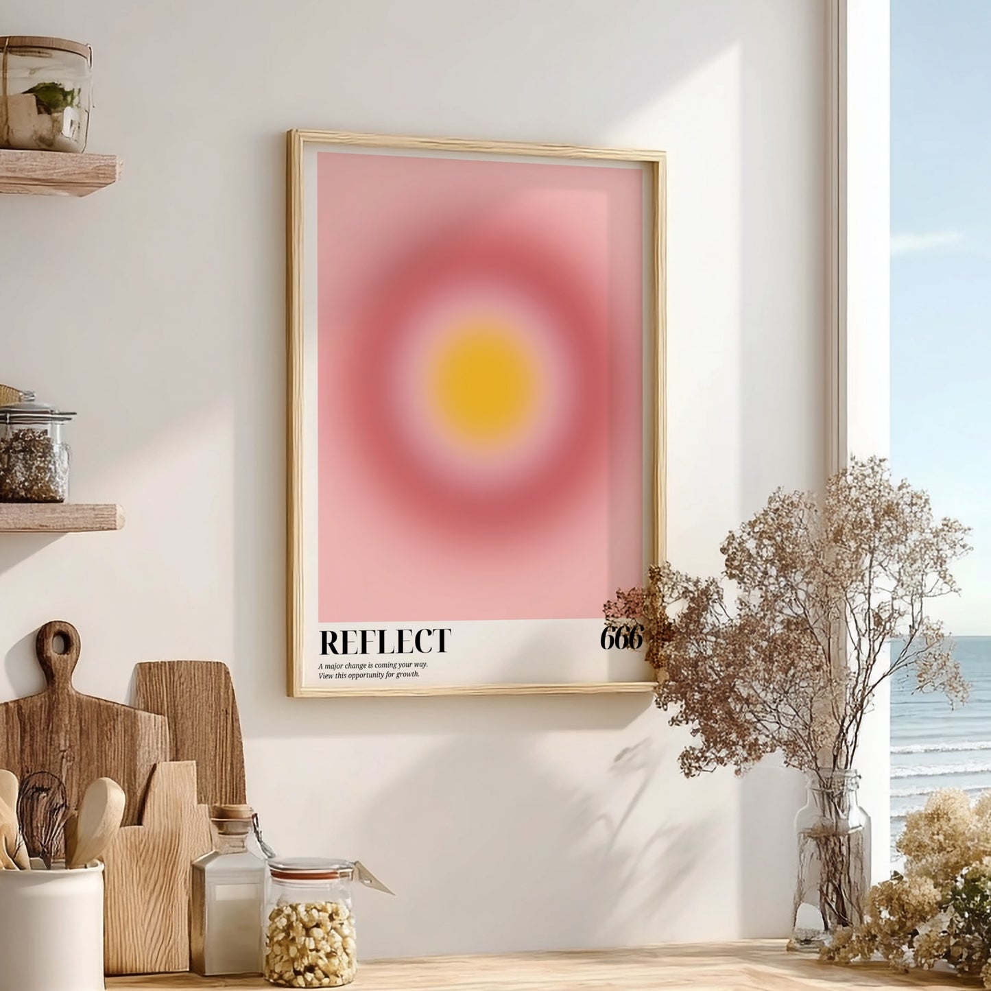 The Inner Reflection Modern Art - Angel Number 666 Pink Aura Print