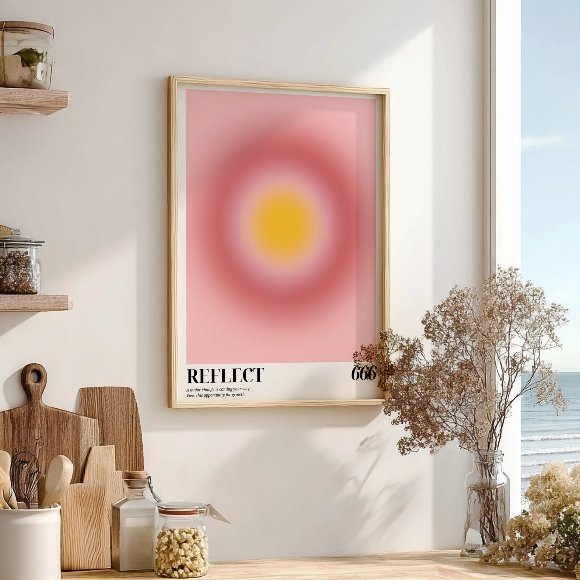 The Inner Reflection Modern Art - Angel Number 666 Pink Aura Print