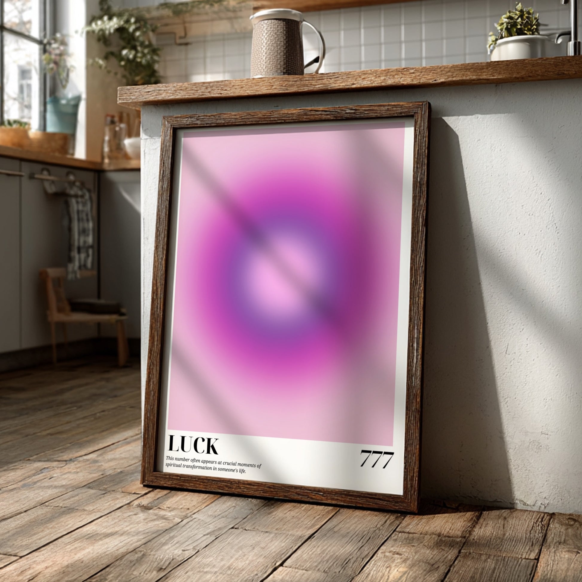 The Divine Fortune Modern Art - Angel Number 777 Purple Aura Print