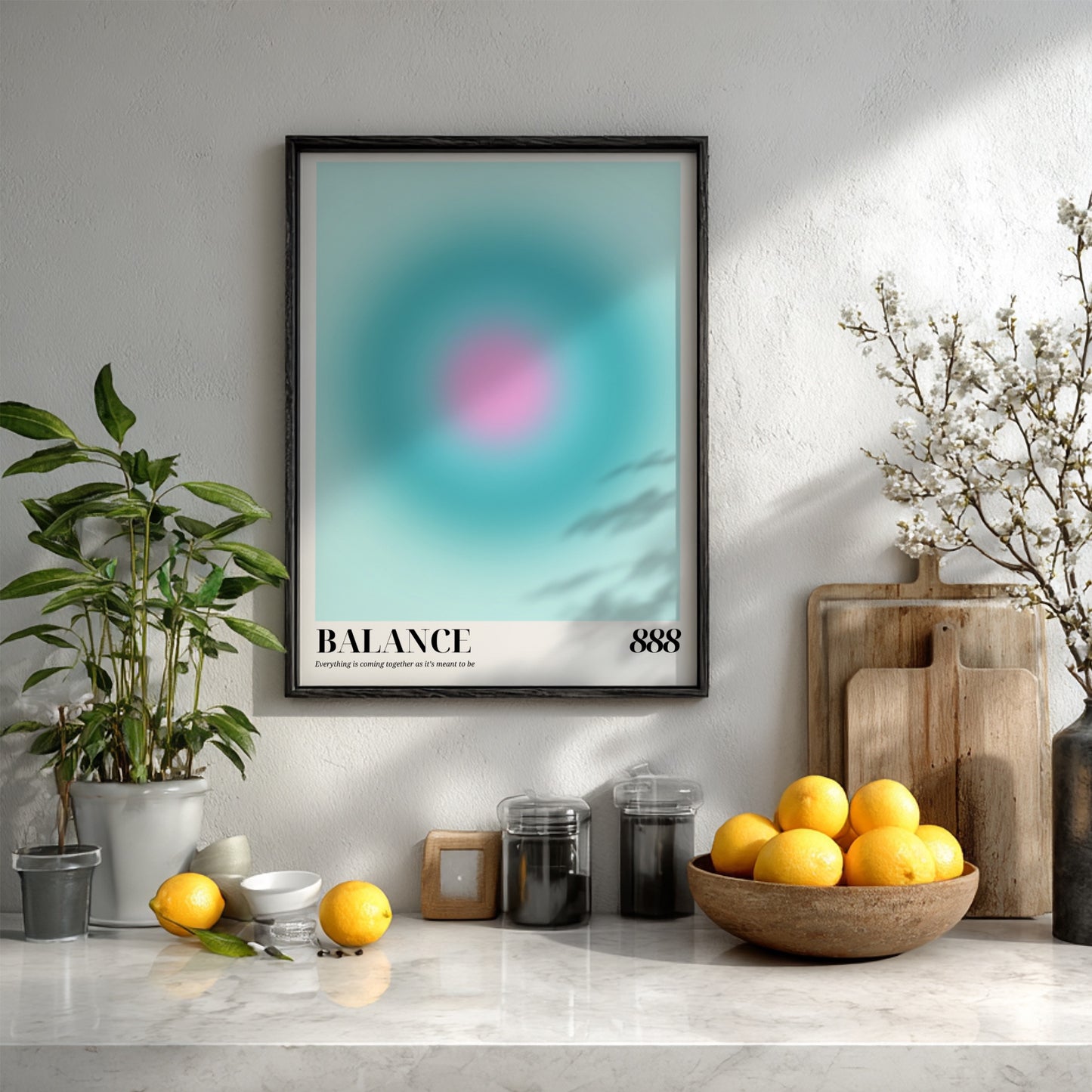 The Infinite Flow Modern Art - Angel Number 888 Turquoise Aura Print