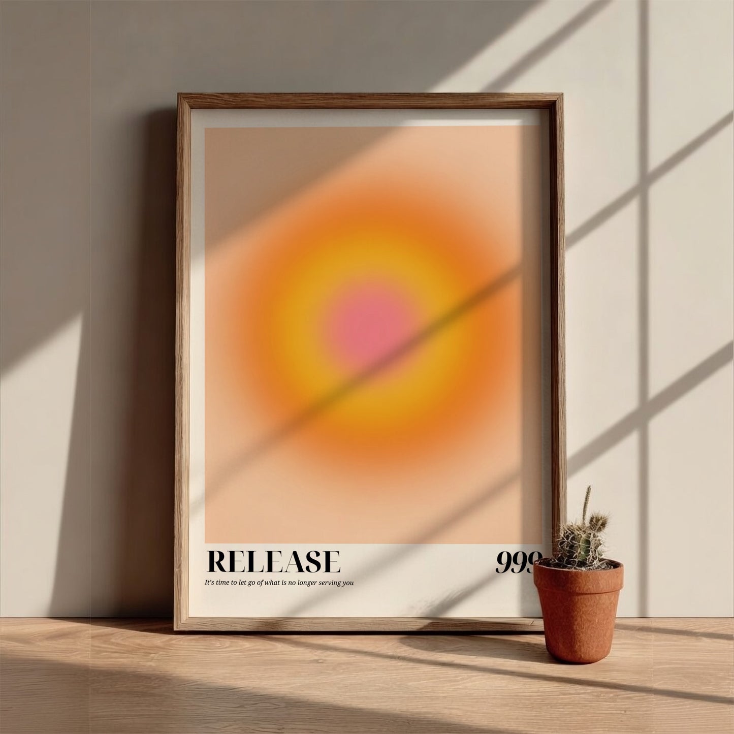 The Sacred Release Modern Art - Angel Number 999 Yellow Aura Print