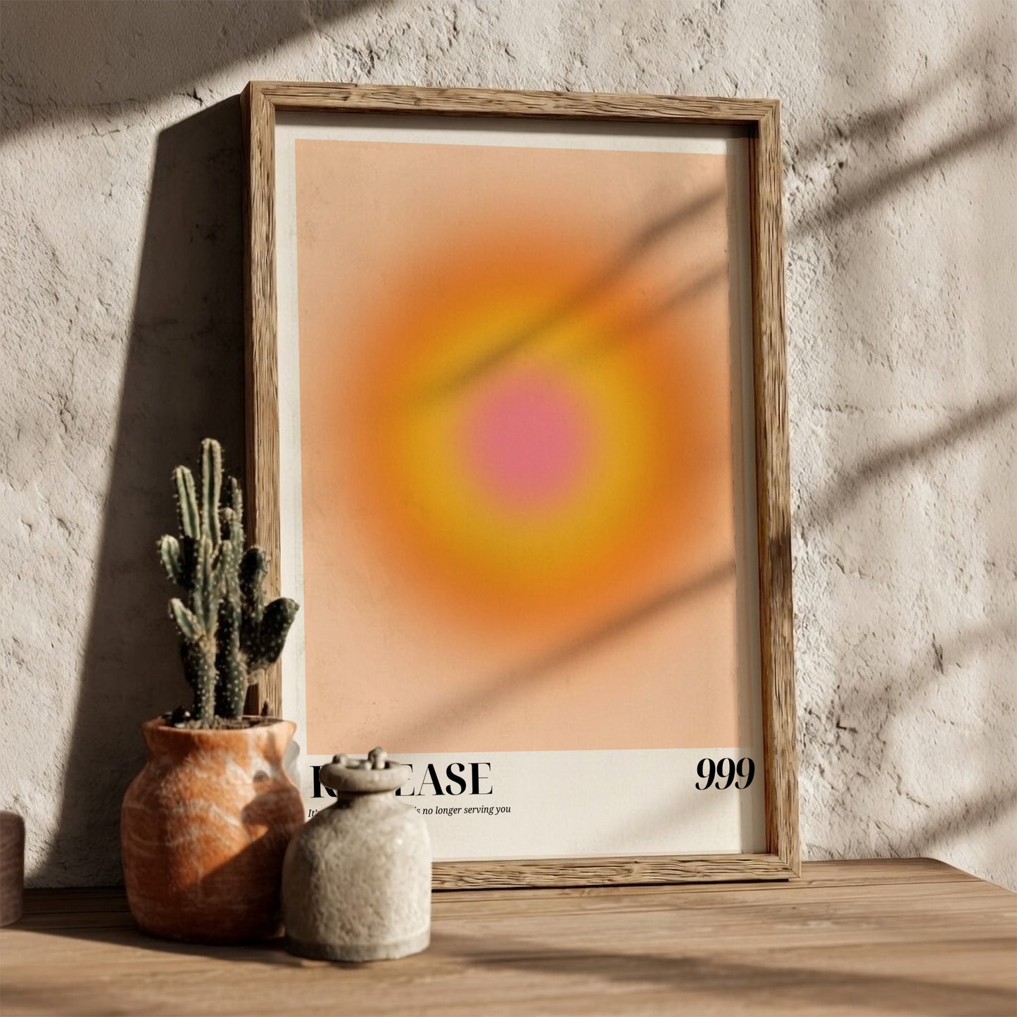 The Sacred Release Modern Art - Angel Number 999 Yellow Aura Print