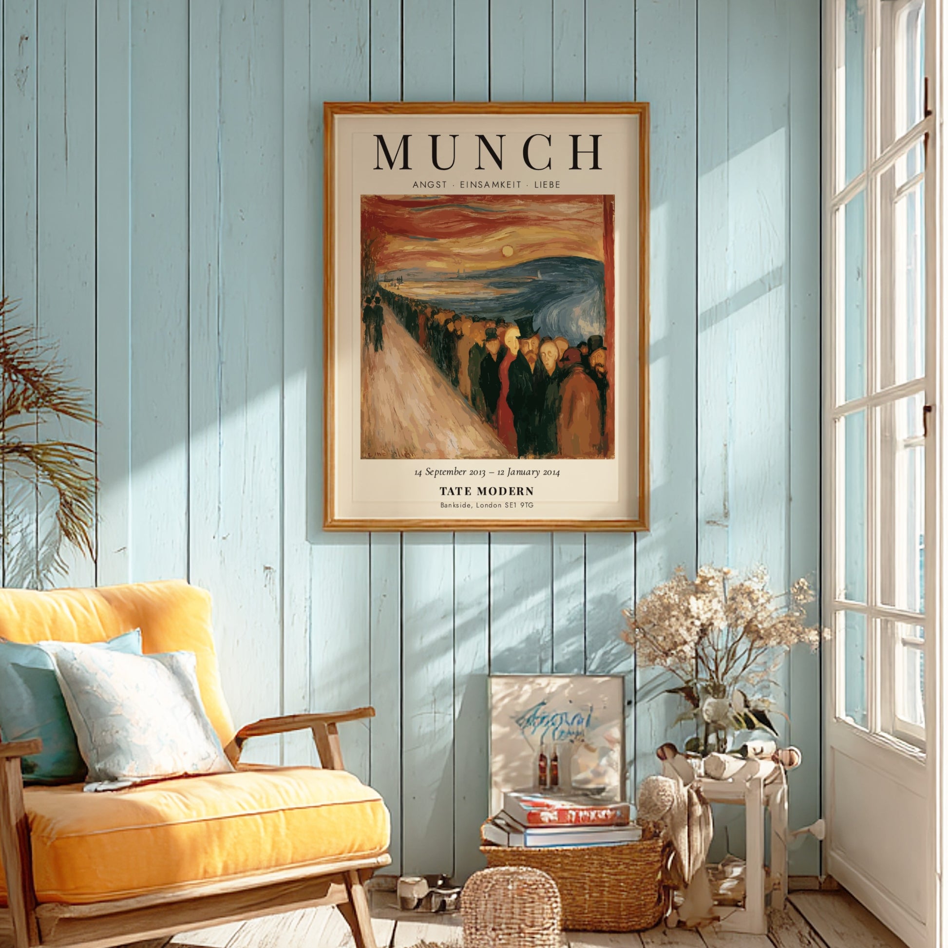 Edvard Munch poster featuring Angst Einsamkeit Liebe with expressive figures and deep colors
