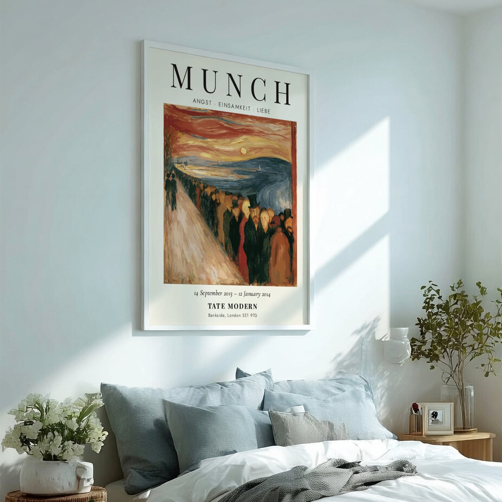 Edvard Munch poster featuring Angst Einsamkeit Liebe with expressive figures and deep colors