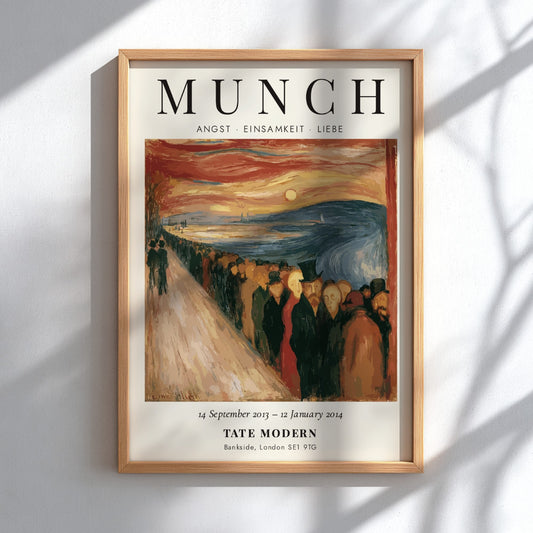 Edvard Munch poster featuring Angst Einsamkeit Liebe with expressive figures and deep colors