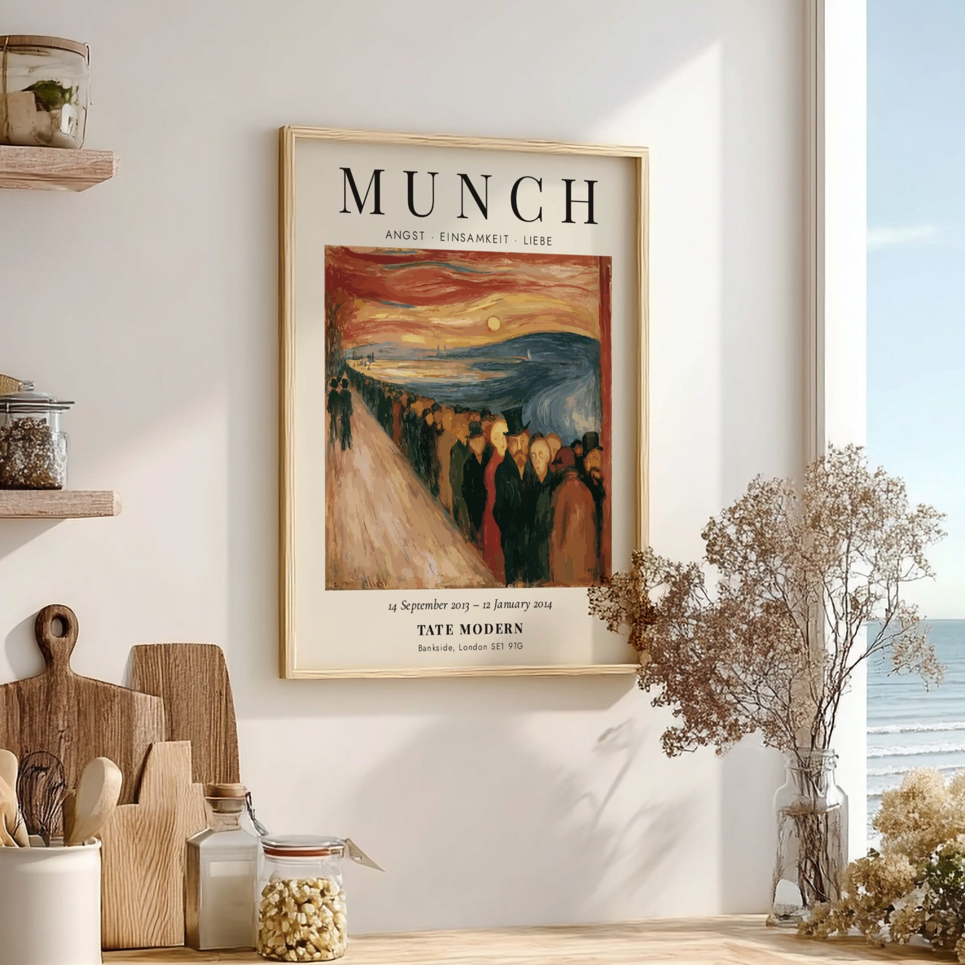 Edvard Munch poster featuring Angst Einsamkeit Liebe with expressive figures and deep colors