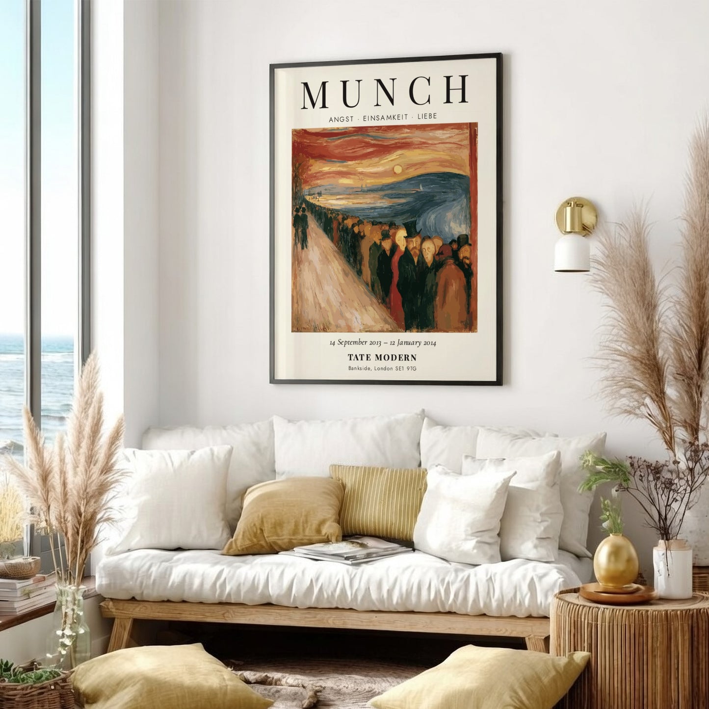 Edvard Munch poster featuring Angst Einsamkeit Liebe with expressive figures and deep colors