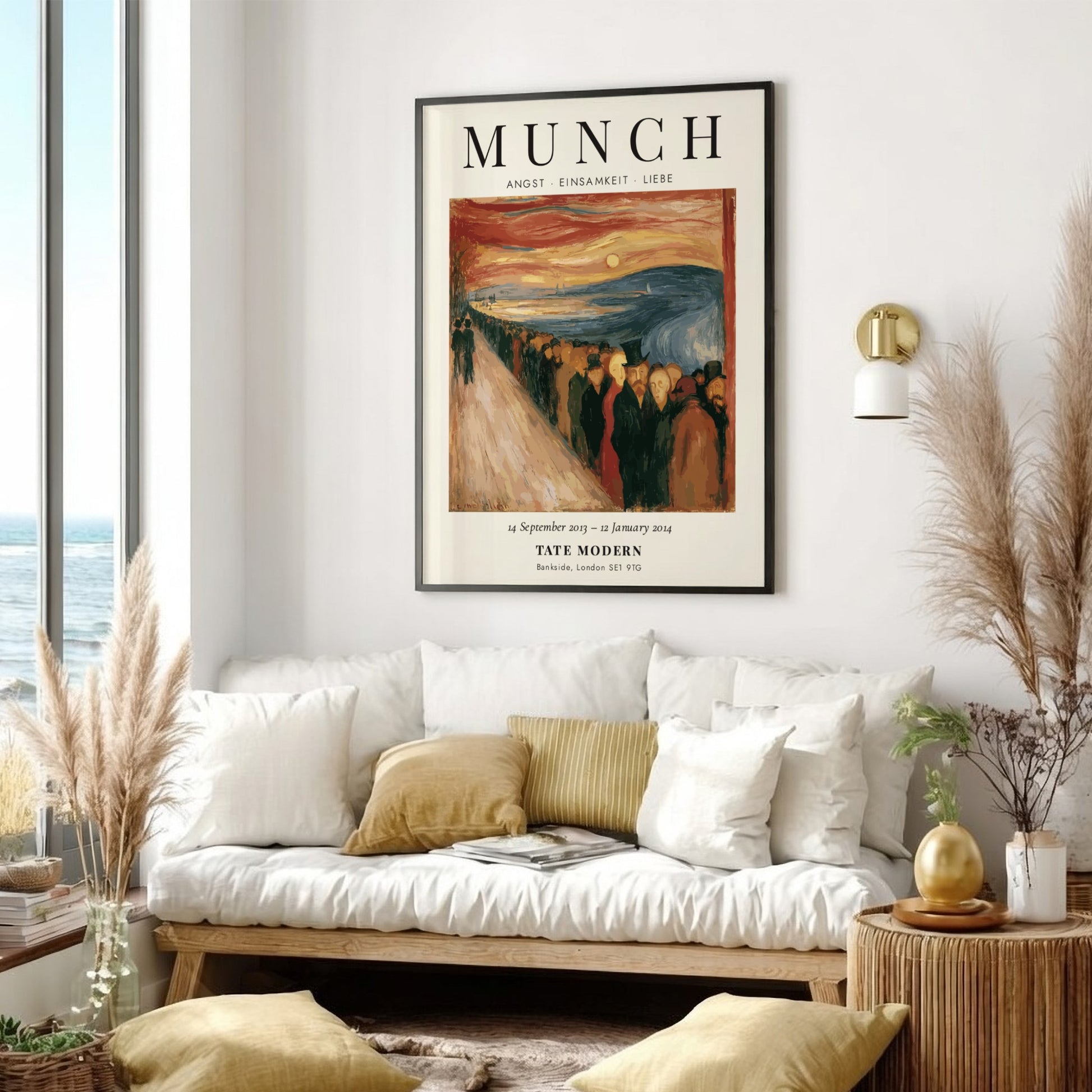 Edvard Munch poster featuring Angst Einsamkeit Liebe with expressive figures and deep colors