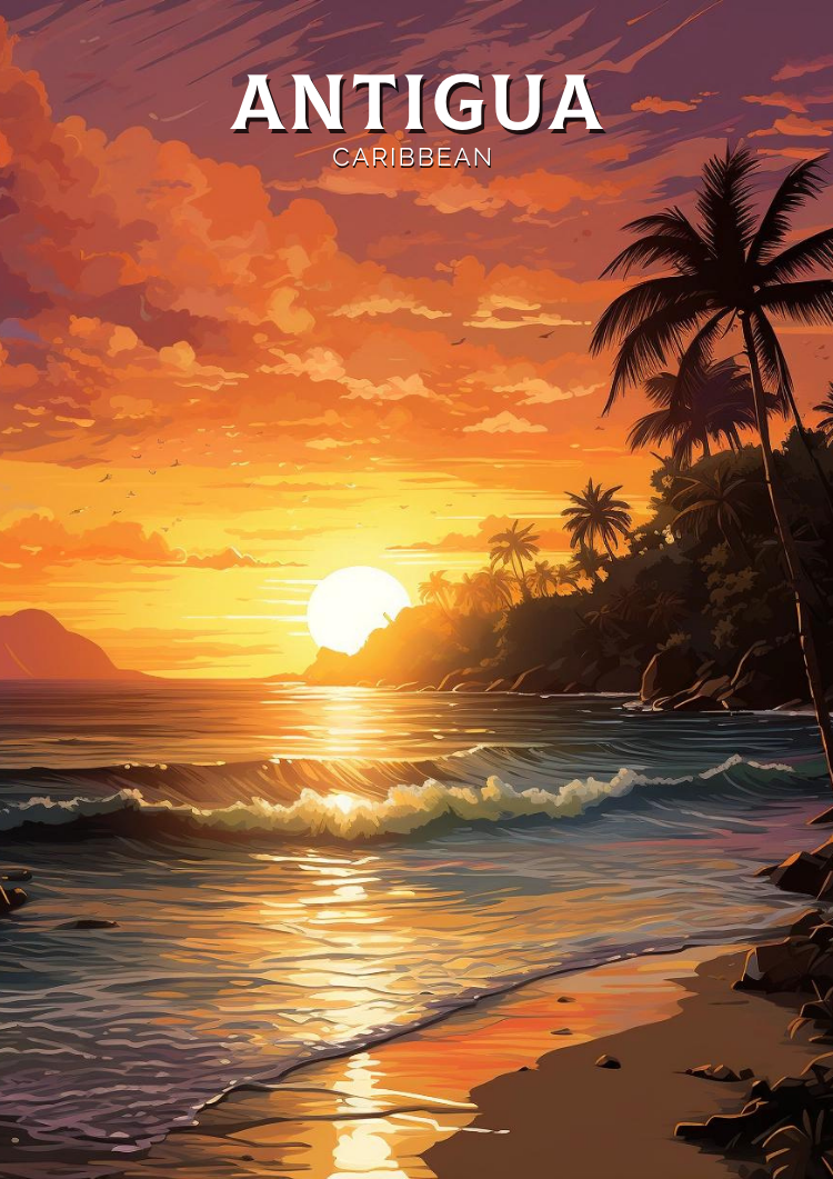 North AmericaANTIGUA TRAVEL POSTER - CARIBBEAN ARTWORK
