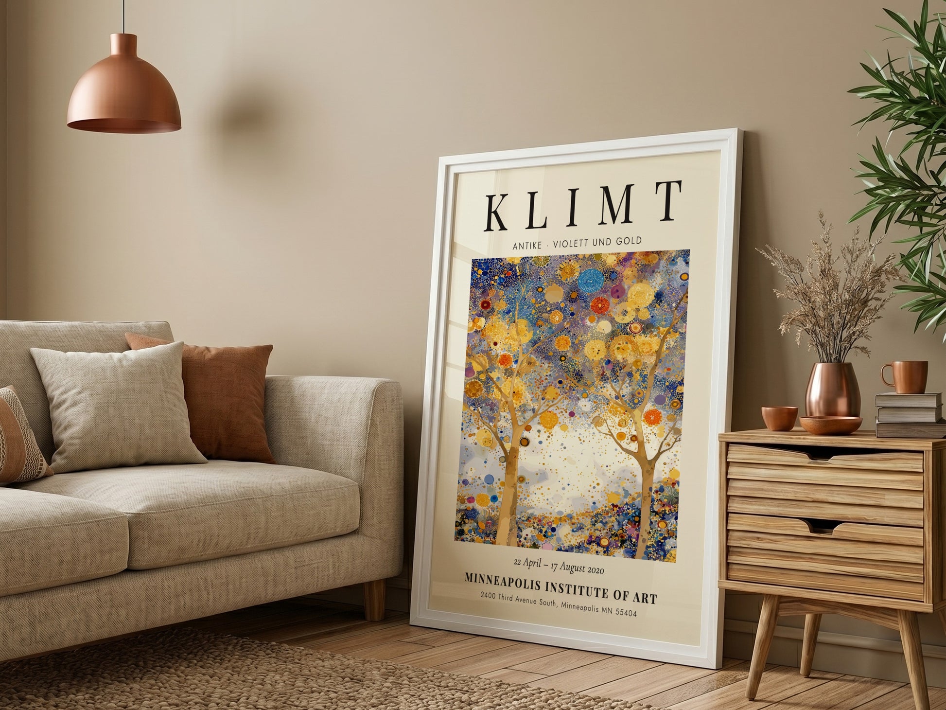 Antike Violett und Gold poster featuring vibrant colors and intricate patterns inspired by Gustav Klimt