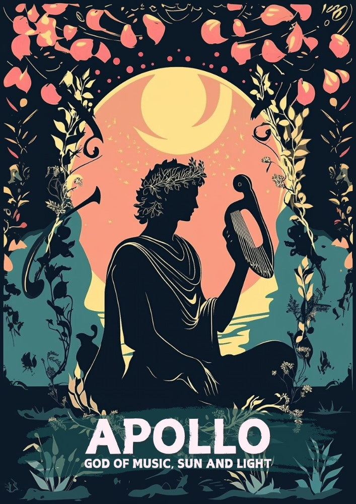 Apollo God Poster, Greek God Apollo, God of the Music, Sun and Light