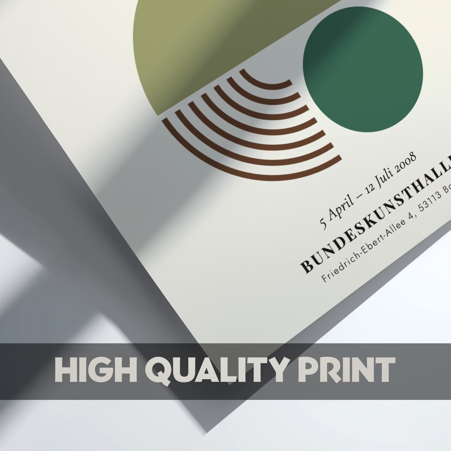 Bauhaus poster showcasing geometric shapes in earthy tones, modern wall art for home decor
