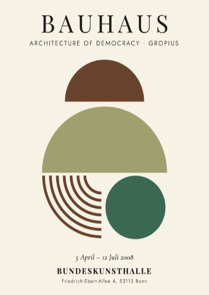 Bauhaus poster showcasing geometric shapes in earthy tones, modern wall art for home decor