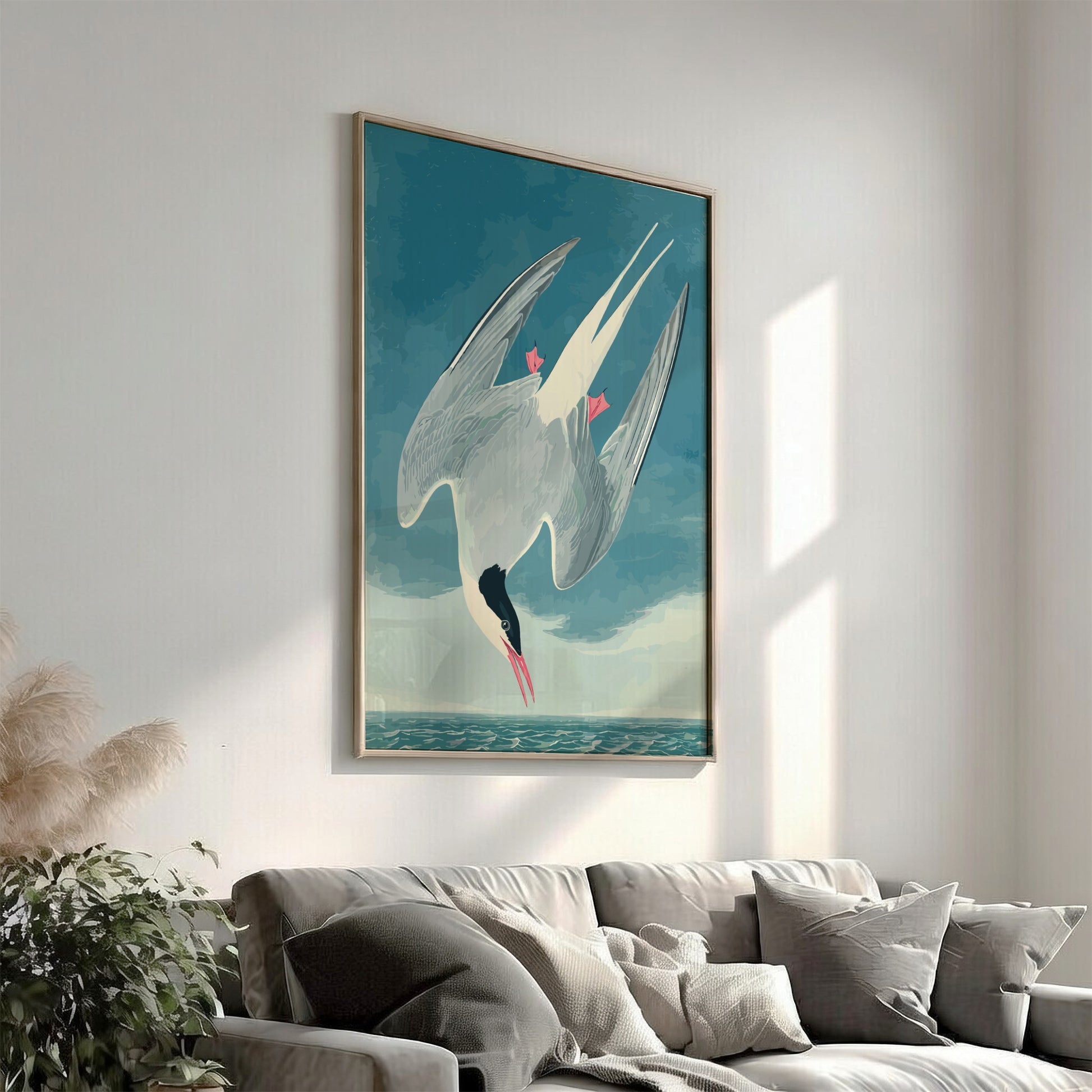 Arctic Tern poster featuring vintage bird illustration in soft colors, perfect for nature decor and wall art.