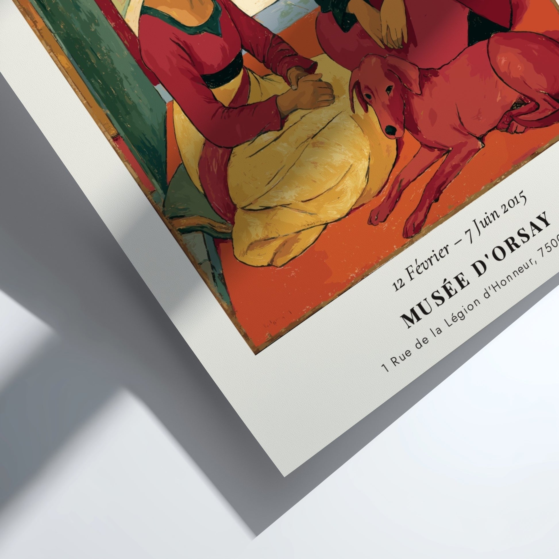 Gauguin exhibition poster featuring Arearea Joyeusetés with vibrant colors and expressive figures