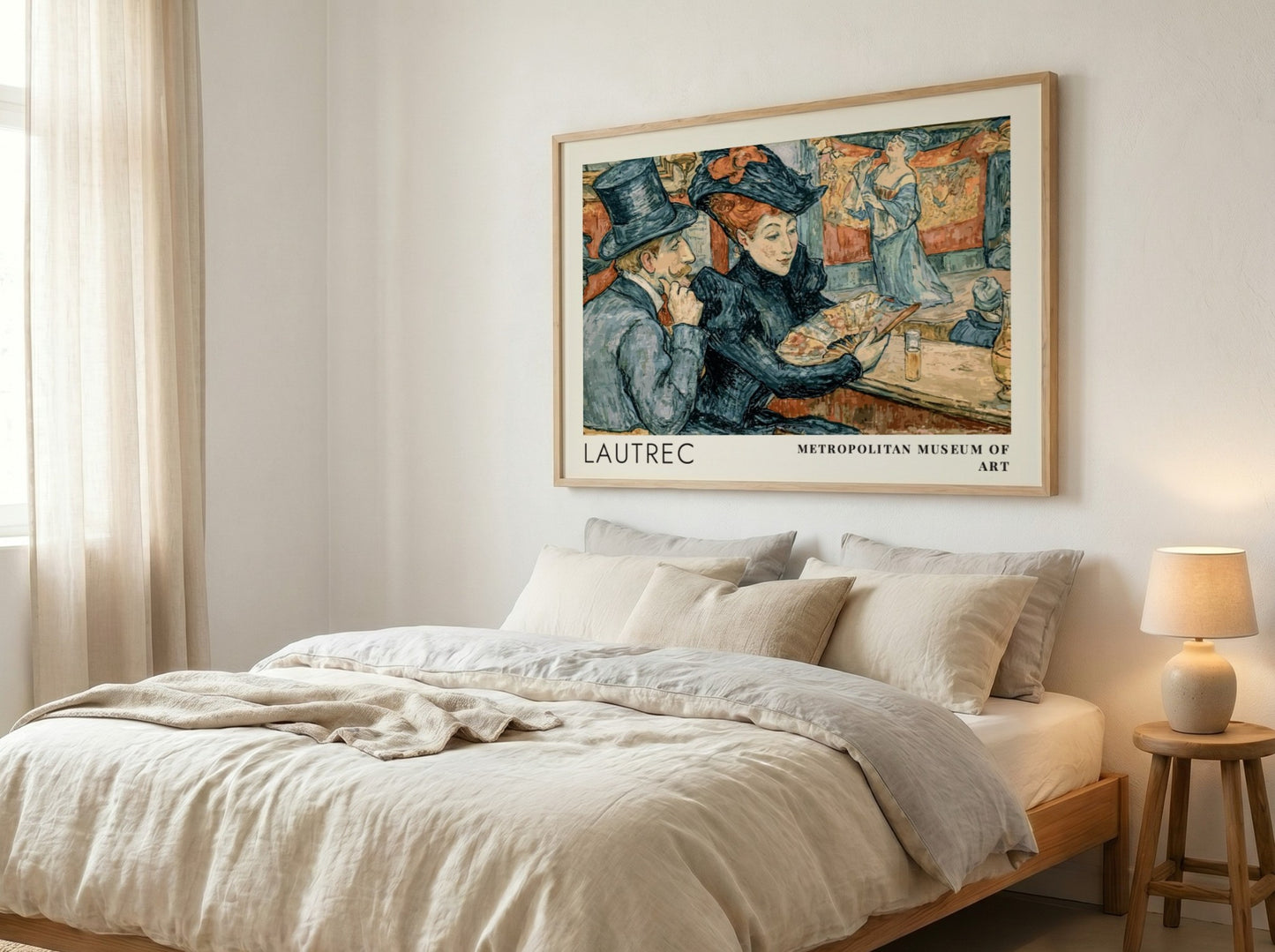 Wall art poster featuring Lautrec Metropolitan Museum design with elegant figures in blue tones.