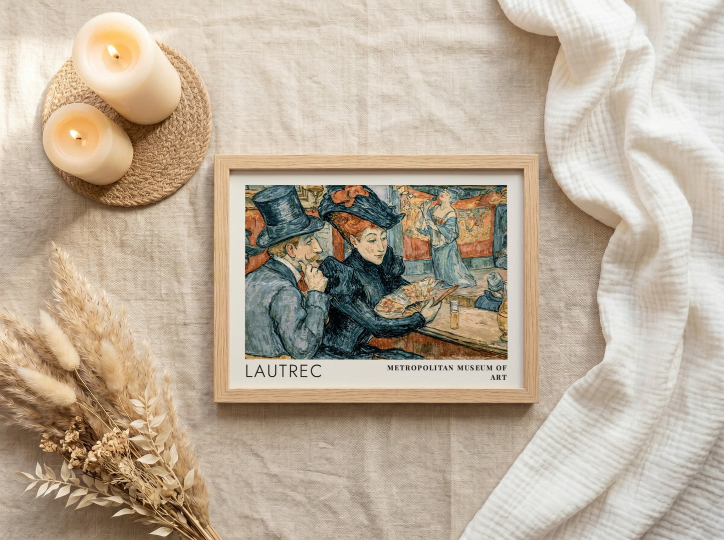 Wall art poster featuring Lautrec Metropolitan Museum design with elegant figures in blue tones.