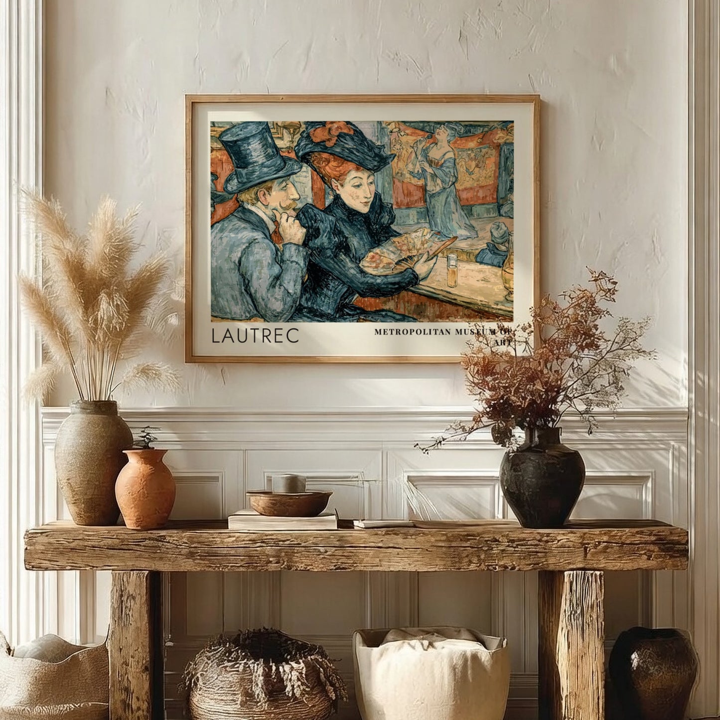 Wall art poster featuring Lautrec Metropolitan Museum design with elegant figures in blue tones.