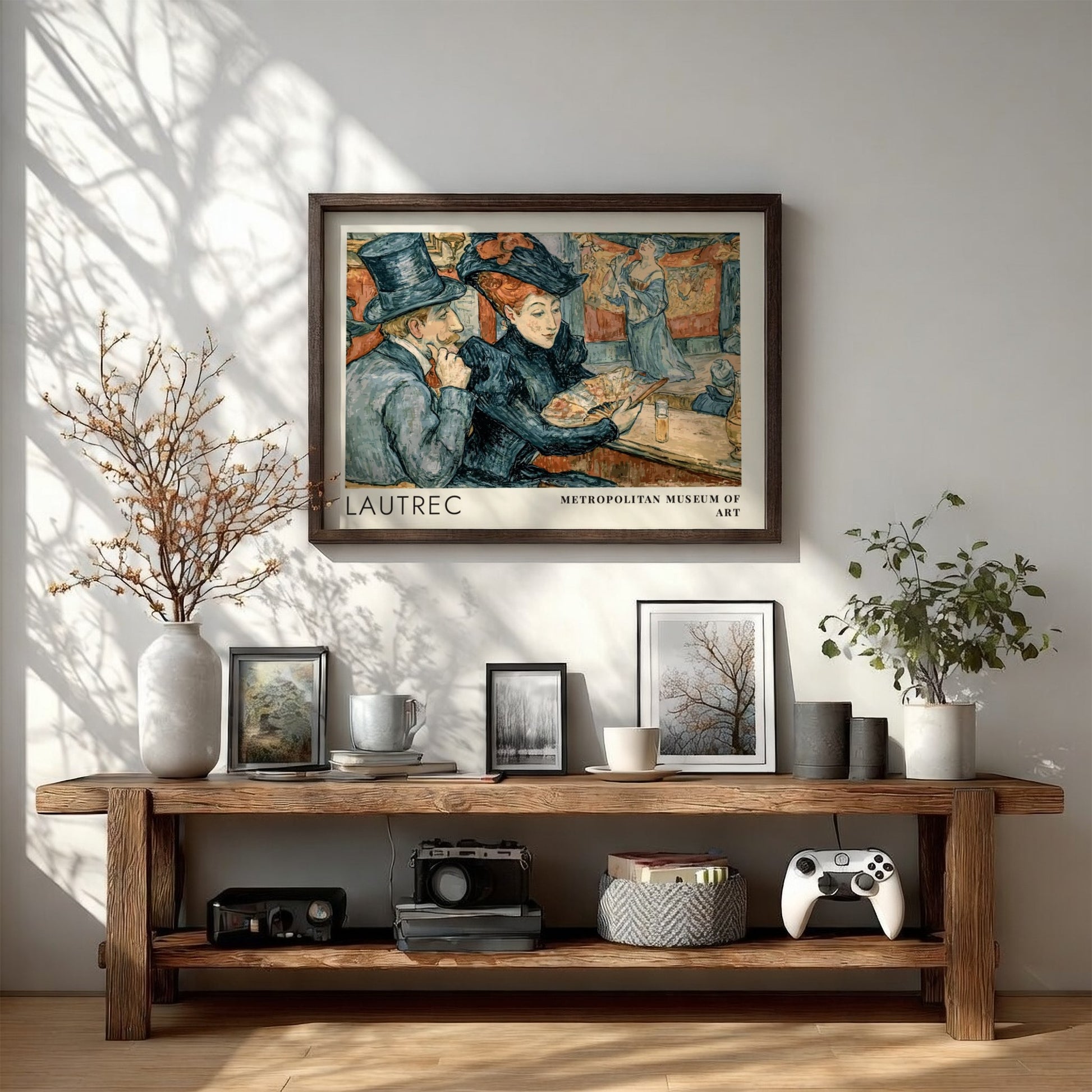 Wall art poster featuring Lautrec Metropolitan Museum design with elegant figures in blue tones.