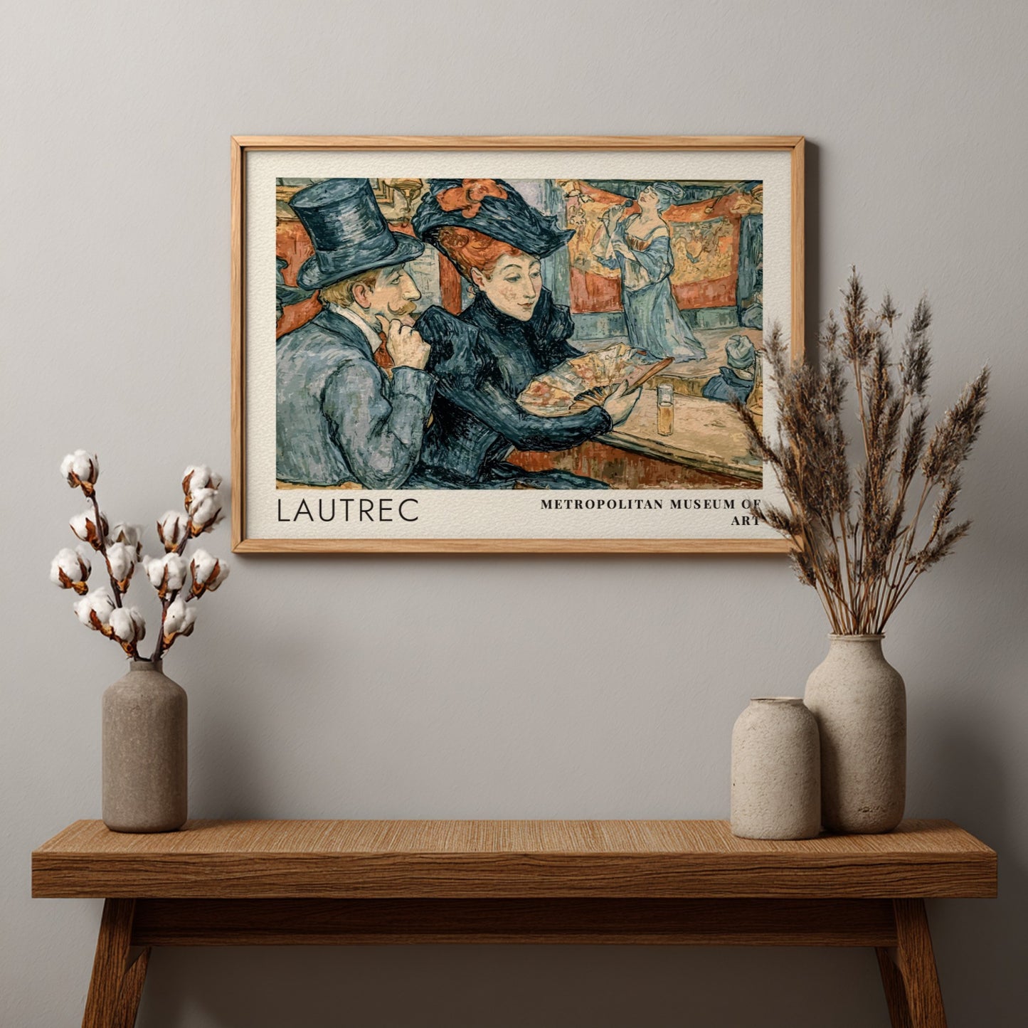 Wall art poster featuring Lautrec Metropolitan Museum design with elegant figures in blue tones.