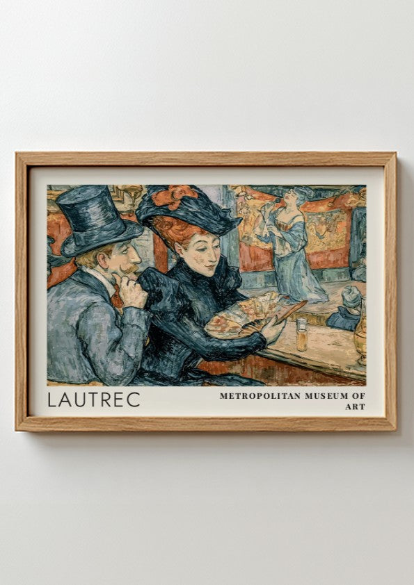 Wall art poster featuring Lautrec Metropolitan Museum design with elegant figures in blue tones.