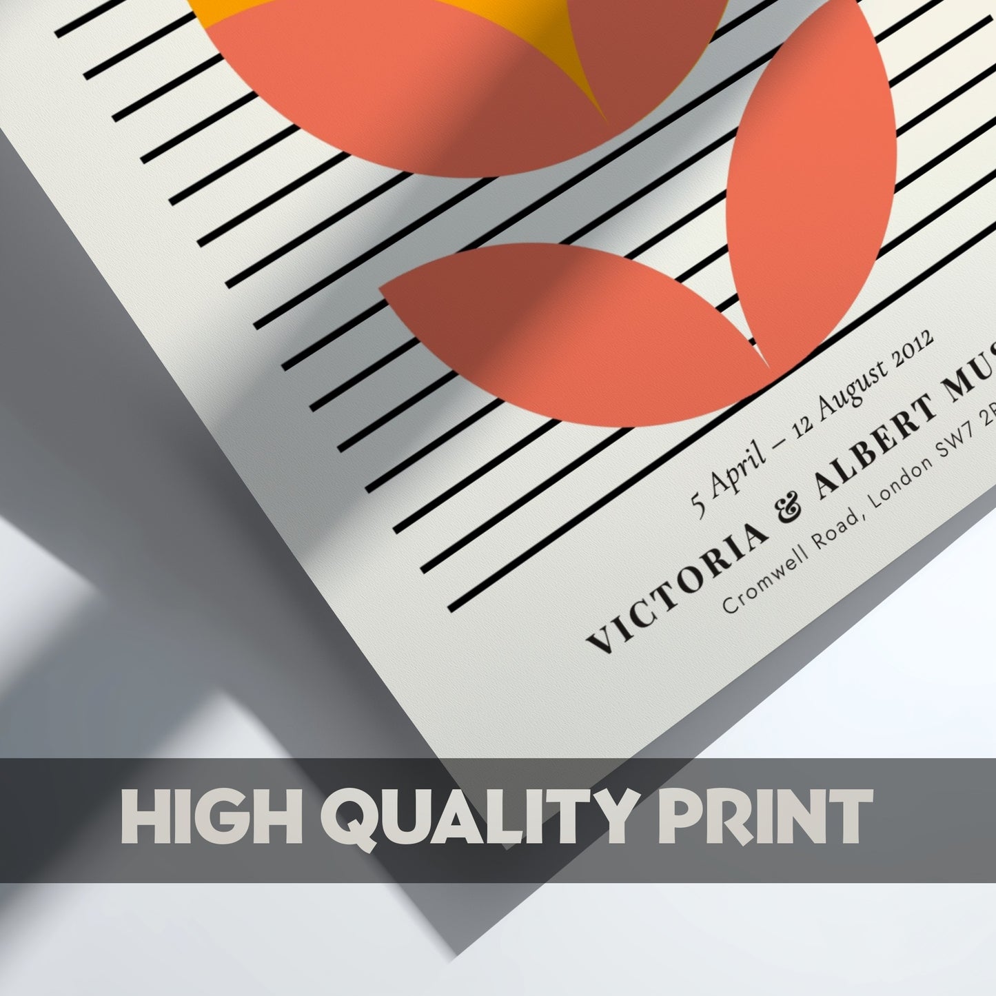 Bauhaus poster featuring geometric shapes in orange and pink, modern wall decor