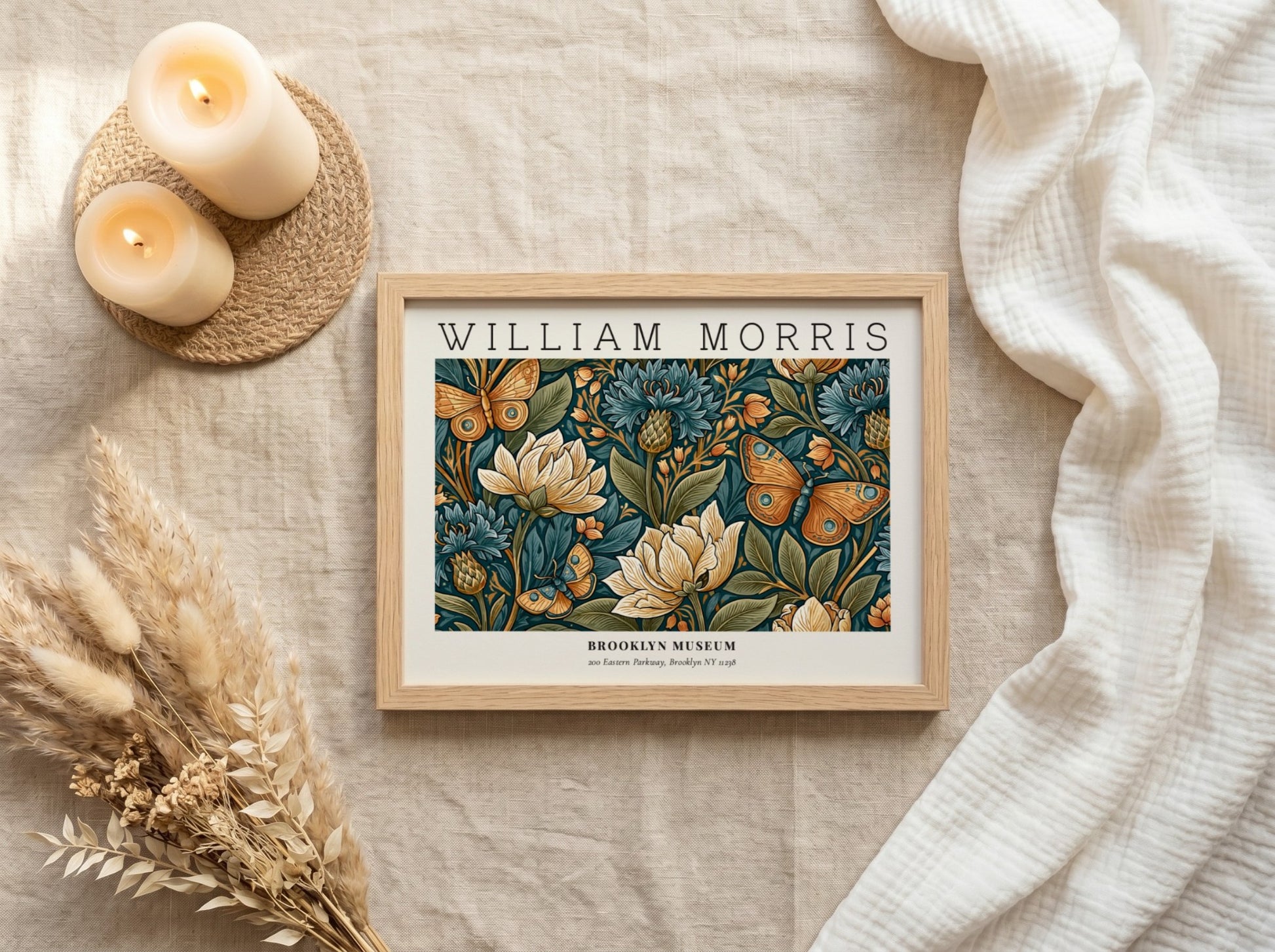William Morris floral wall art print featuring intricate designs and vibrant colors