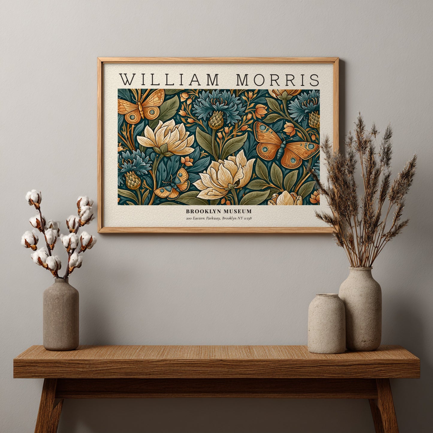 William Morris floral wall art print featuring intricate designs and vibrant colors