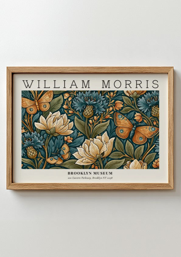 William Morris floral wall art print featuring intricate designs and vibrant colors