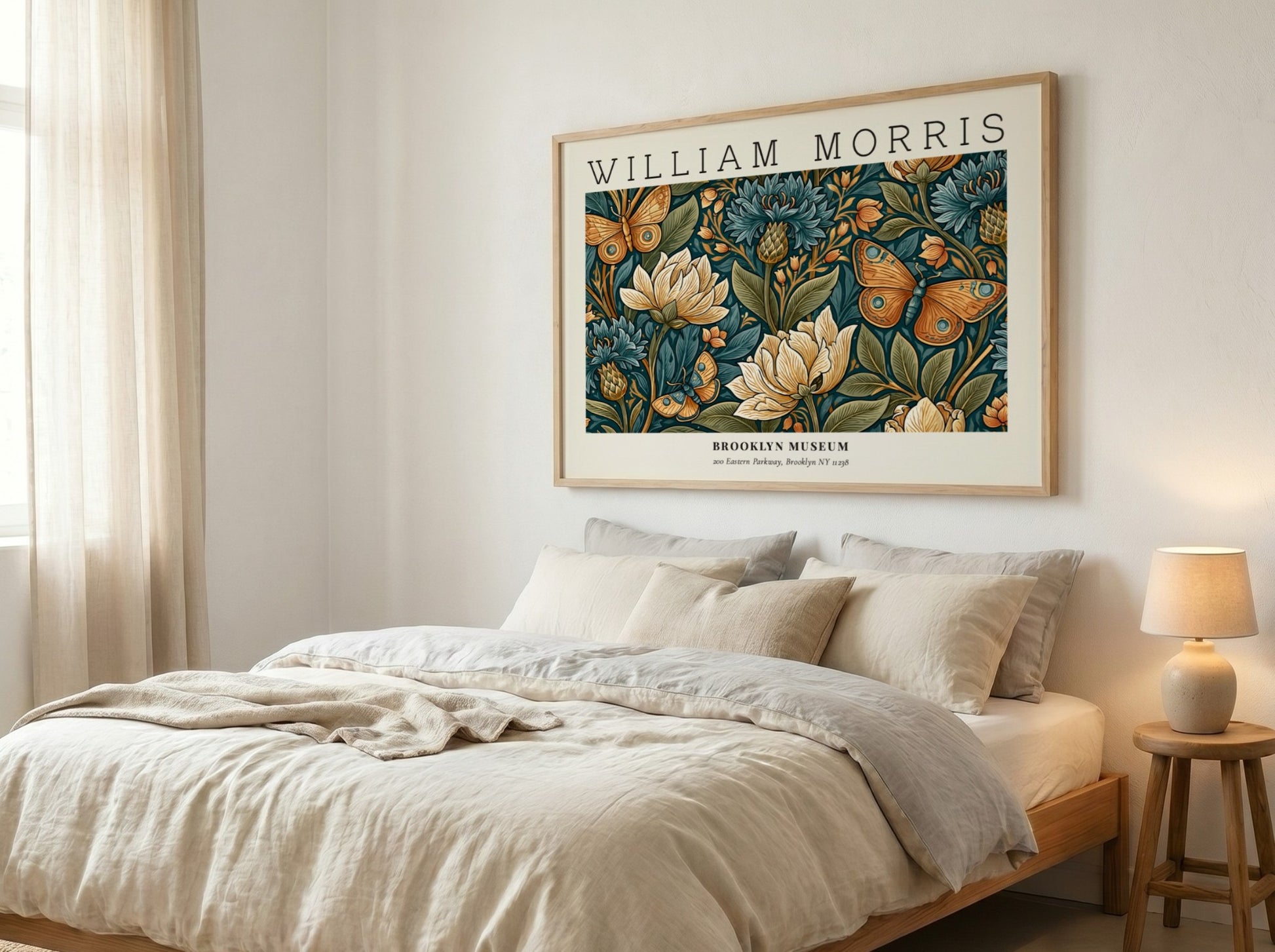 William Morris floral wall art print featuring intricate designs and vibrant colors