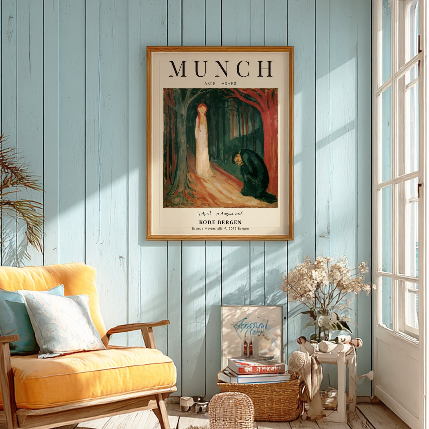 Edvard Munch poster featuring Aske - Ashes with deep reds and muted tones, capturing emotion and