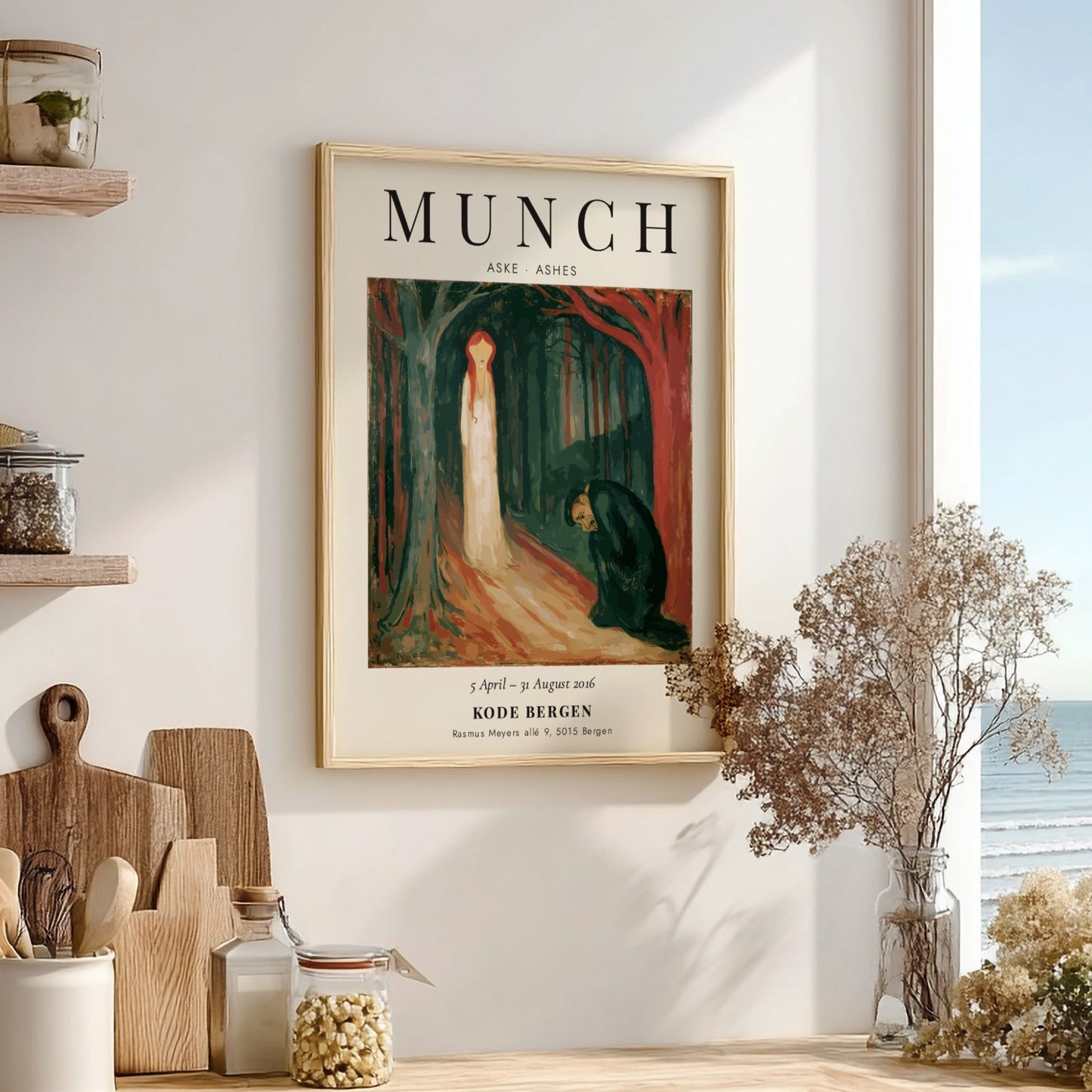 Edvard Munch poster featuring Aske - Ashes with deep reds and muted tones, capturing emotion and