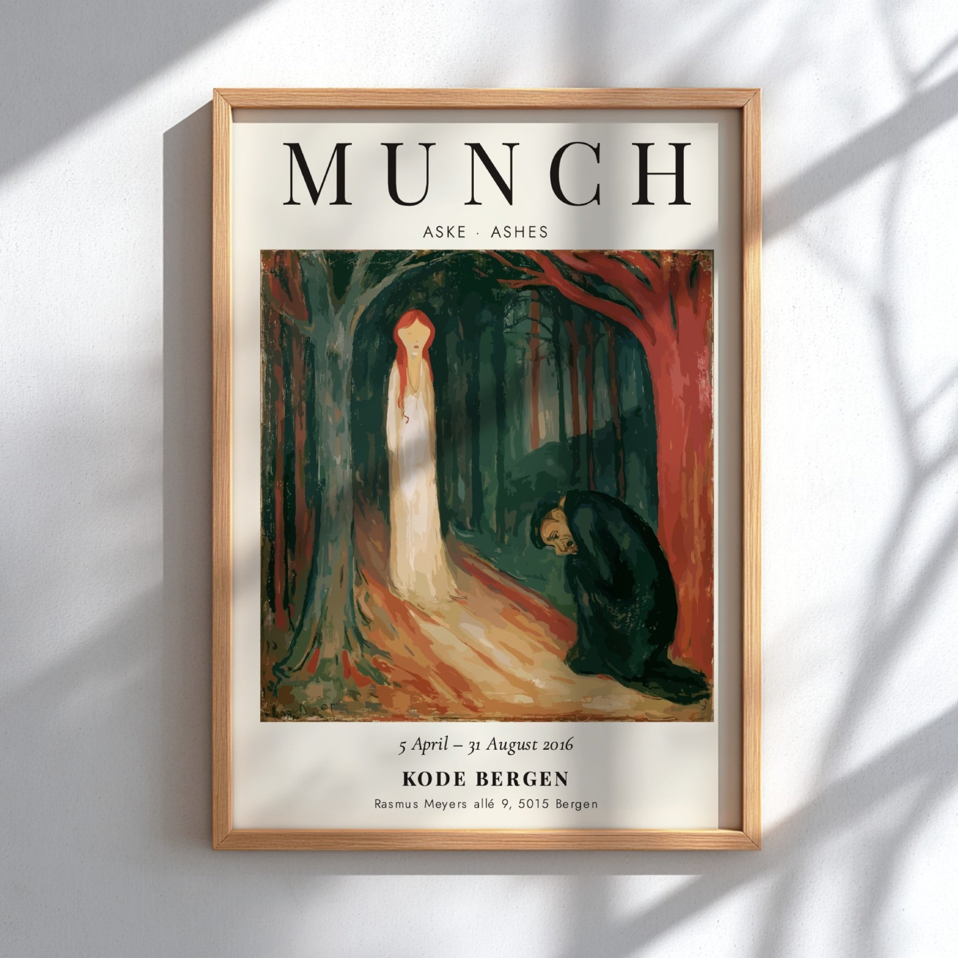 Edvard Munch poster featuring Aske - Ashes with deep reds and muted tones, capturing emotion and