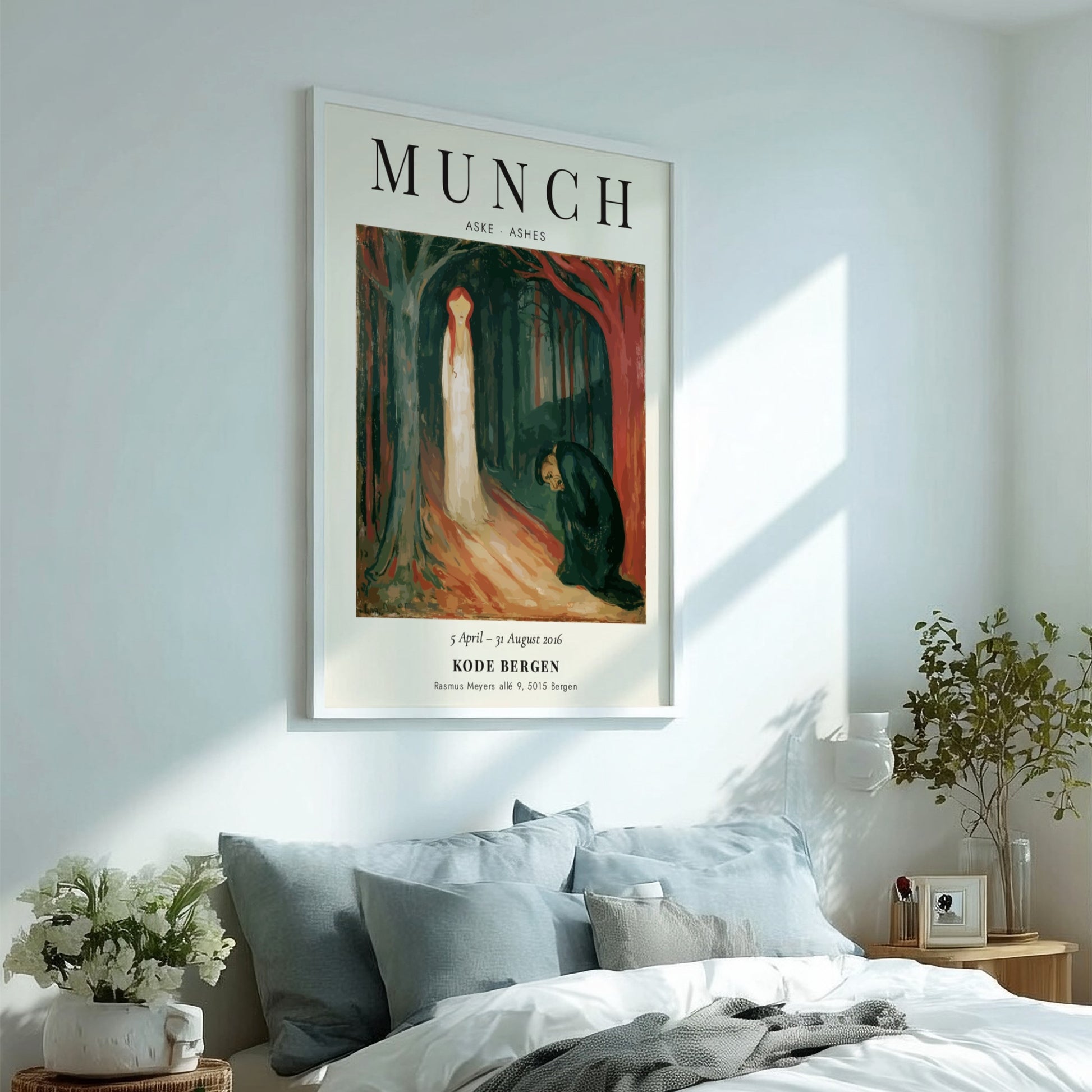 Edvard Munch poster featuring Aske - Ashes with deep reds and muted tones, capturing emotion and