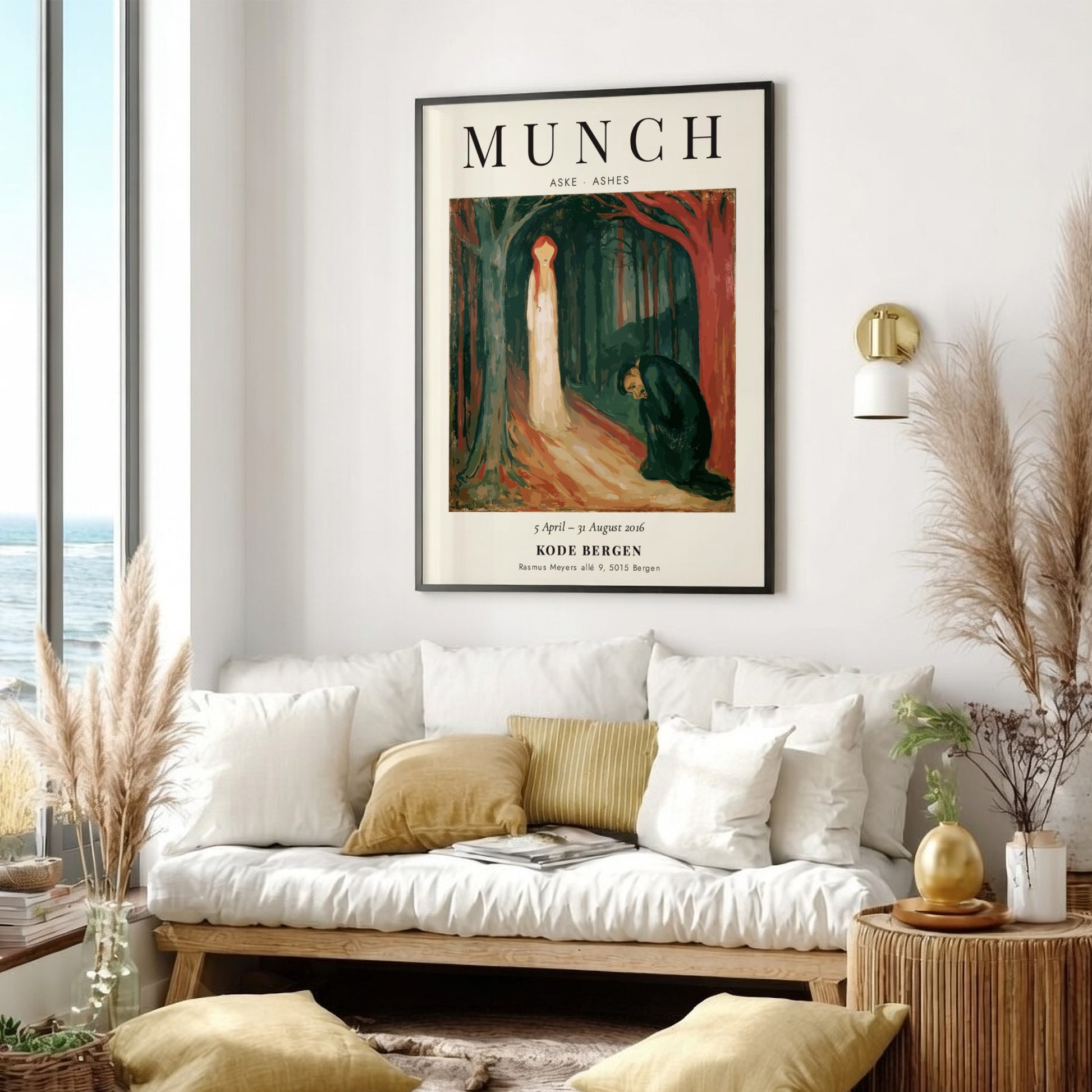 Edvard Munch poster featuring Aske - Ashes with deep reds and muted tones, capturing emotion and