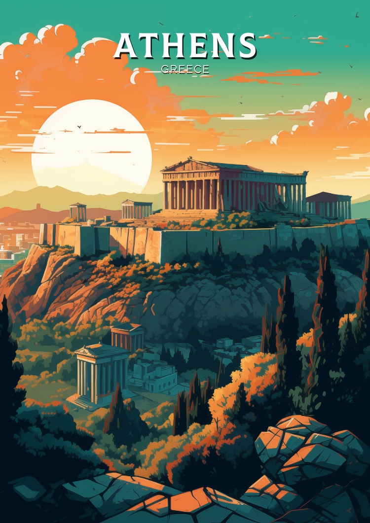 Europe ATHENS TRAVEL PRINT - GREECE ARTWORK
