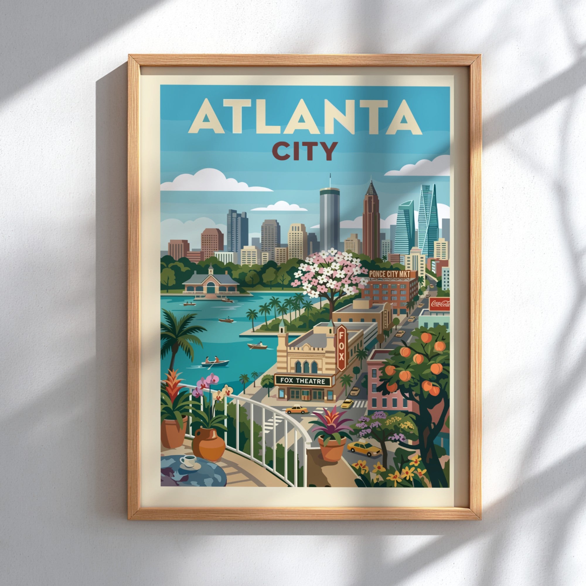 Atlanta City Skyline Poster - Travel Art, Cityscape Print, Vintage